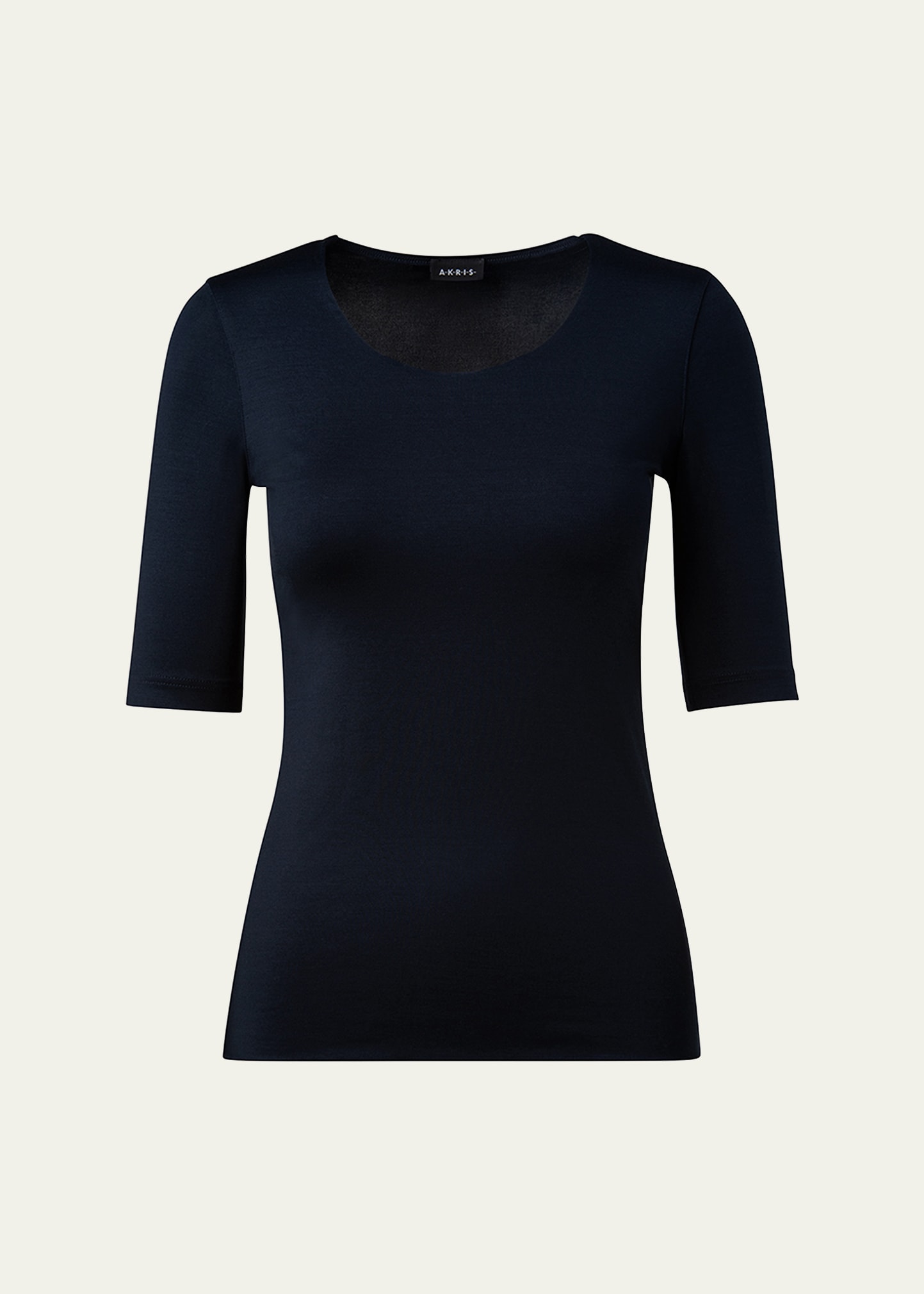 Akris Scoop-neck Silk Jersey T-shirt In Navy