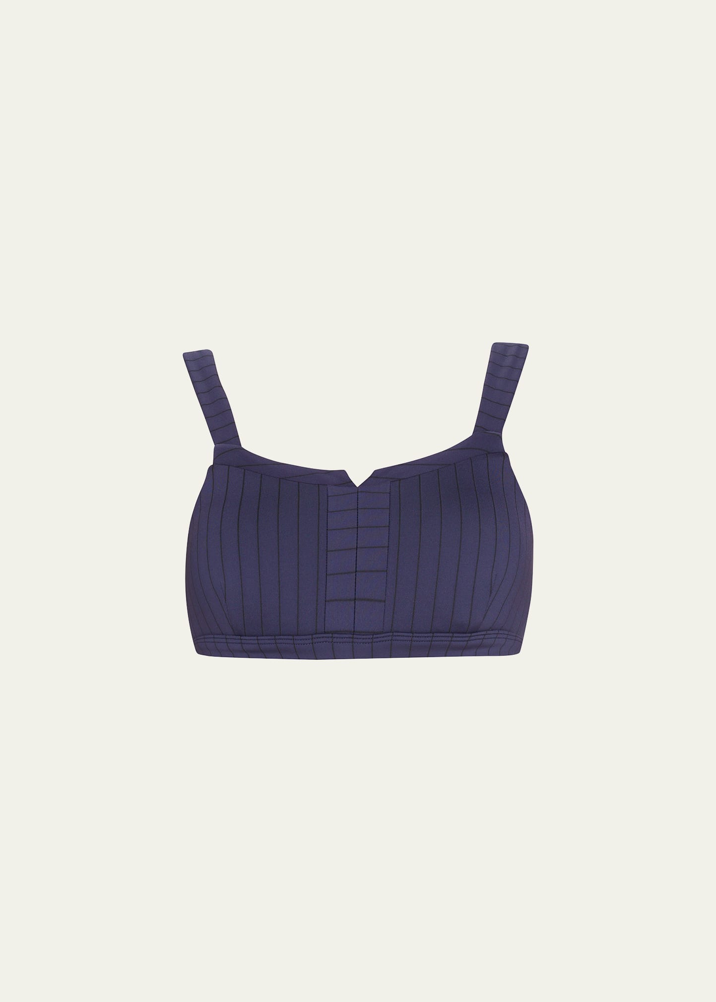 Alo Yoga Pinstripe Jacquard Captivate Sports Bra In True Navy Black