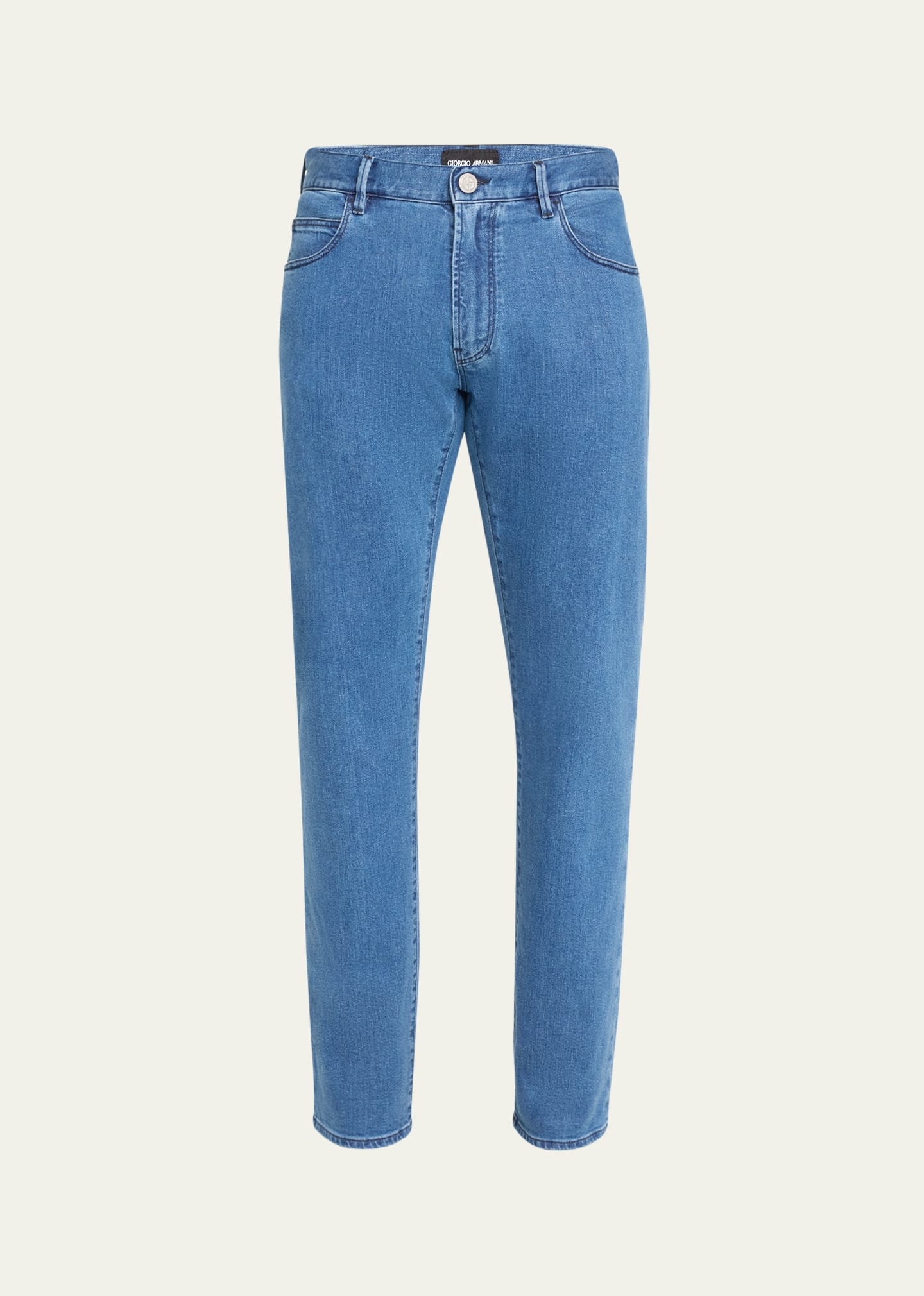 Shop Giorgio Armani Men's Straight-leg Jeans In Blue