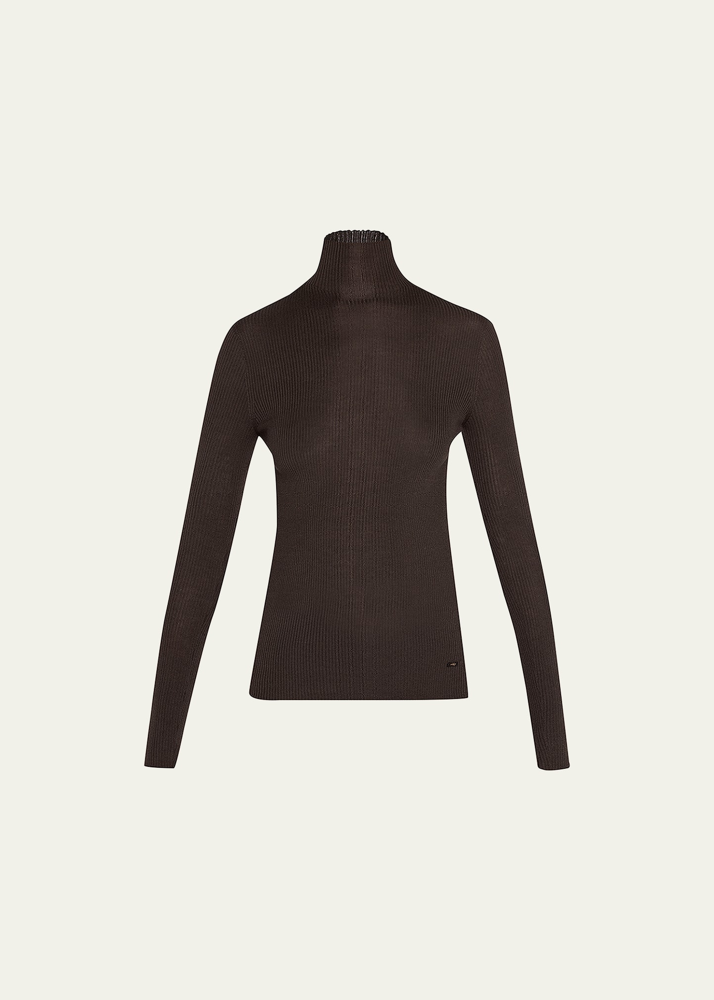 Akris Seamless Turtleneck Wool-silk Sweater In Mocha