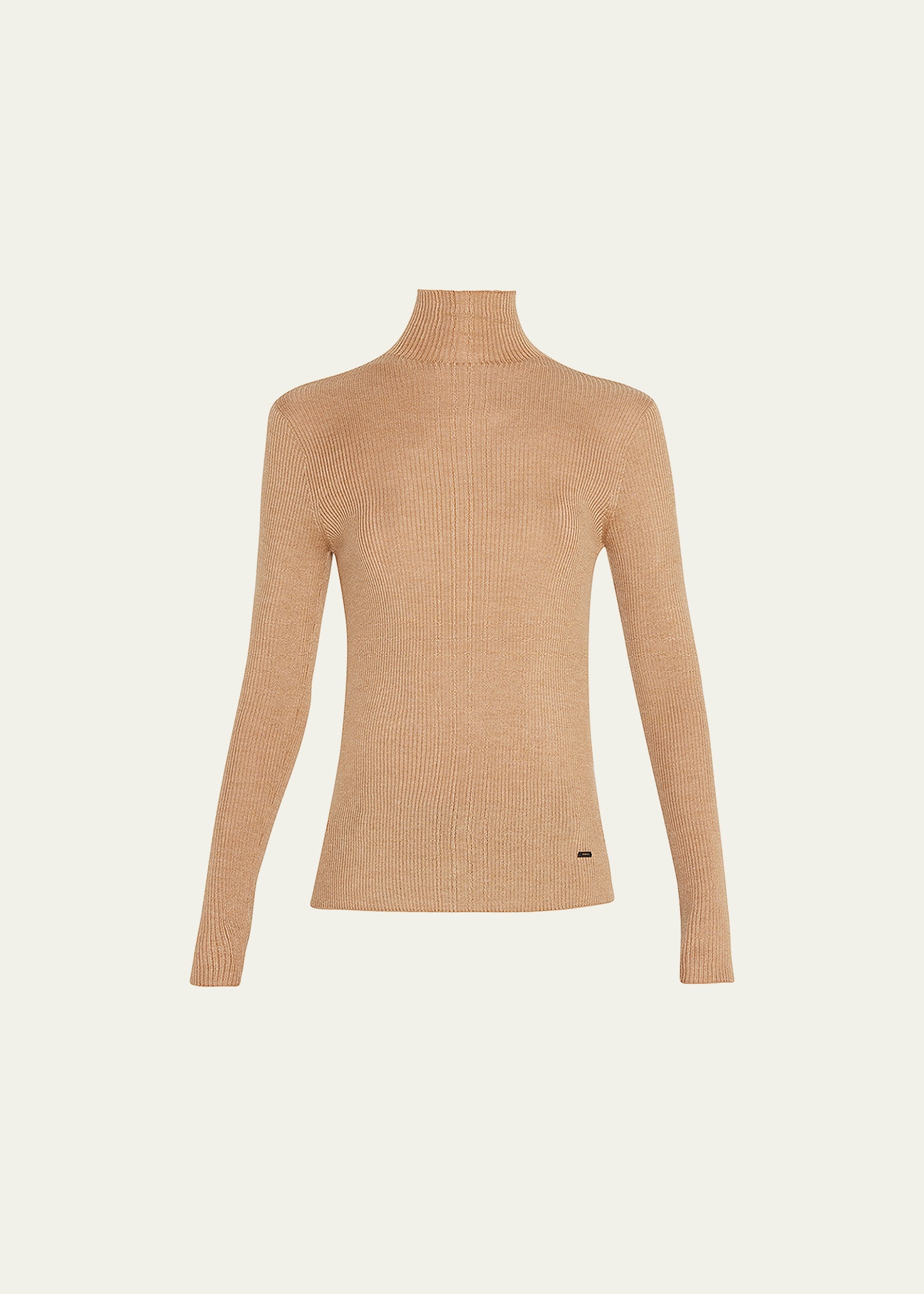 Akris Seamless Turtleneck Wool-silk Sweater In Camel