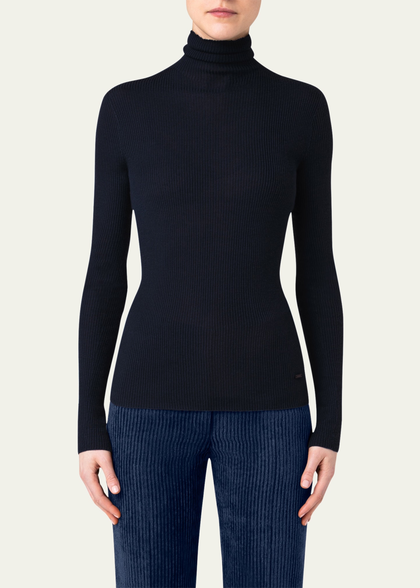 Seamless Turtleneck Wool-Silk Sweater