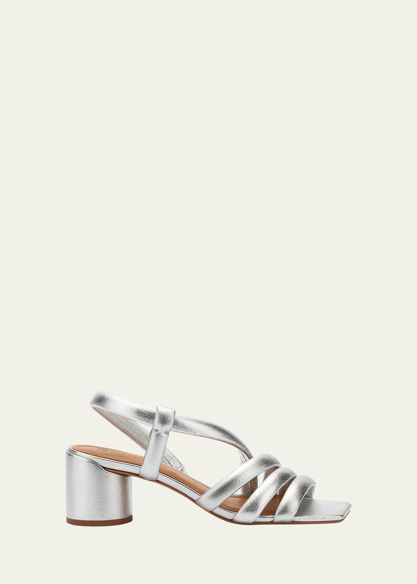 Mercedes Castillo Aline Metallic Cylinder-Heel Slingback Sandals