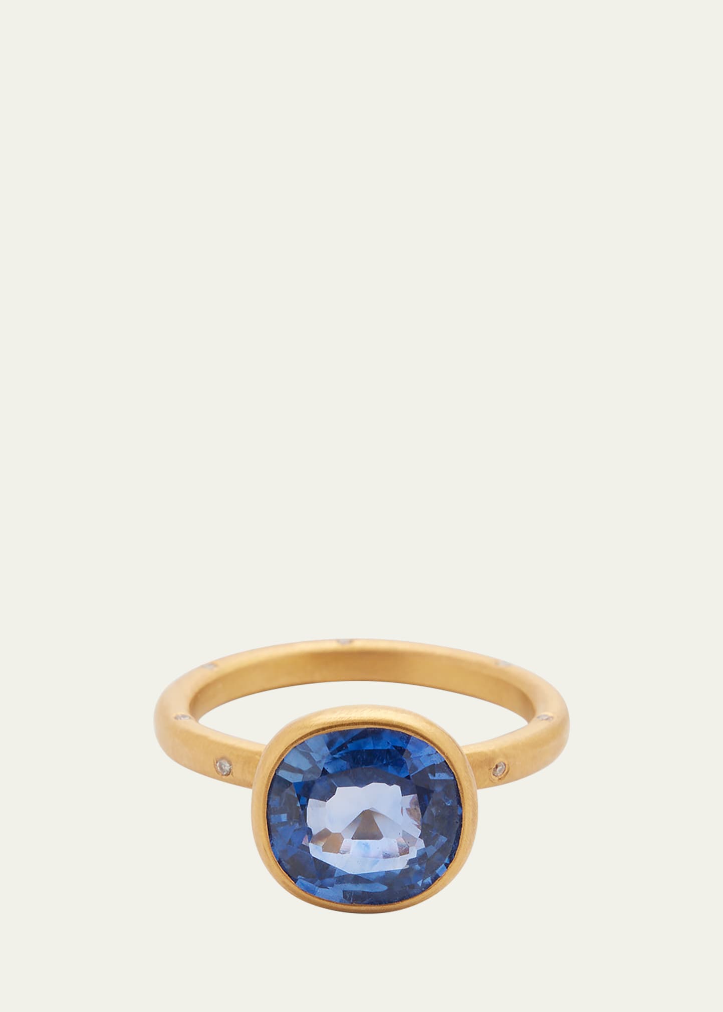 22K Gold Ring with Diamonds and Sapphire