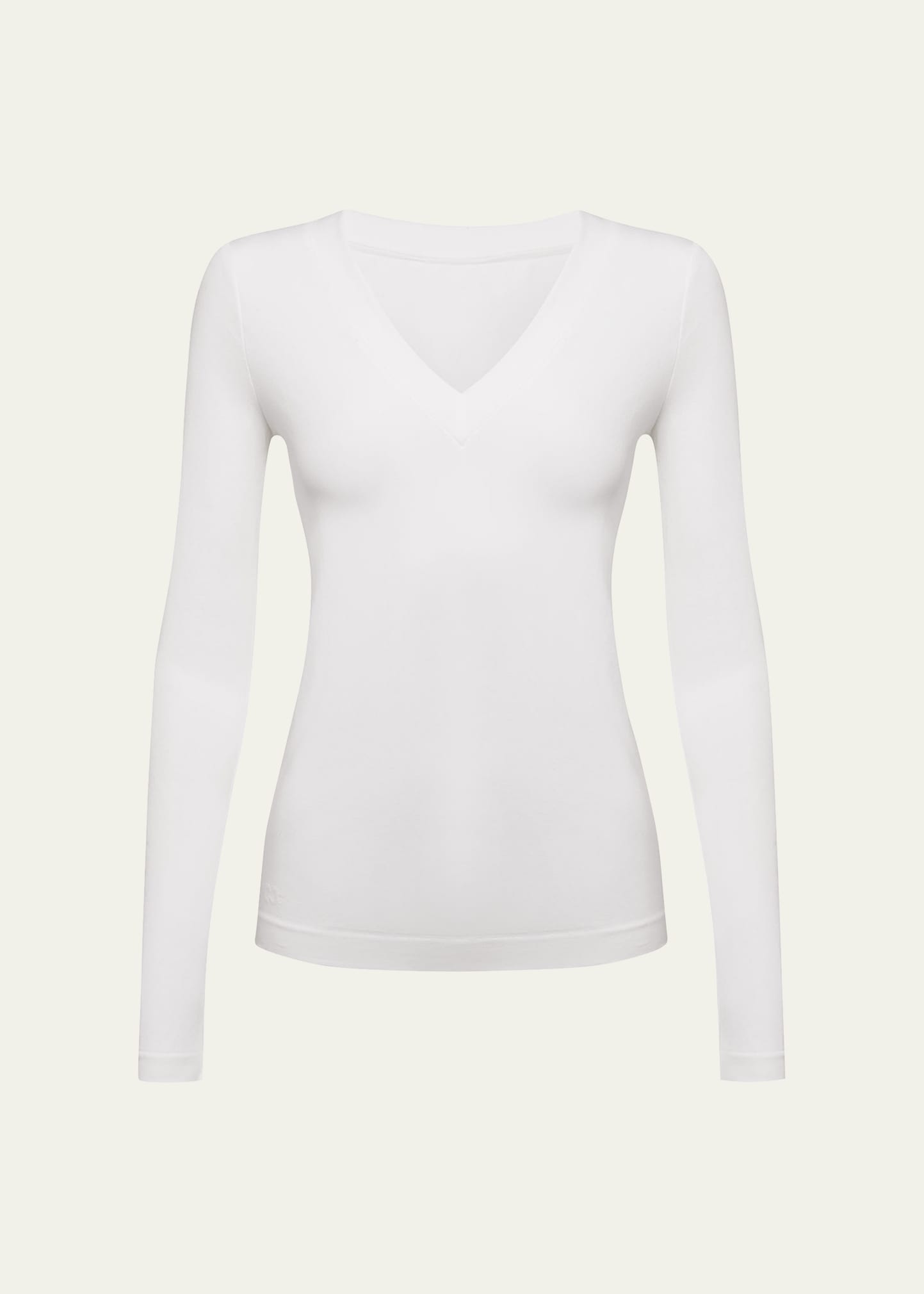 Shop Wolford Aurora V-neck Long-sleeve Top In White