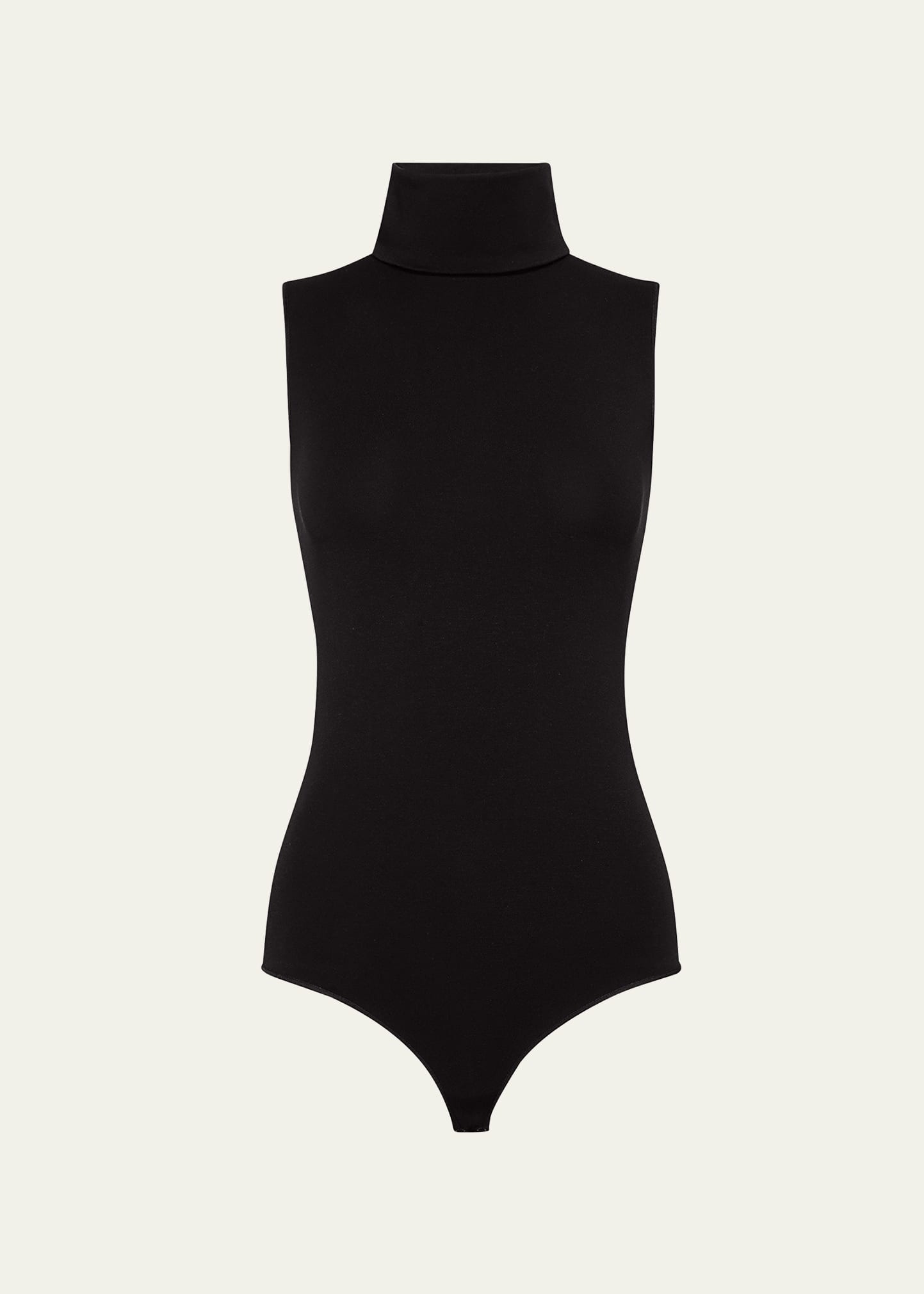 Shop Wolford Sleeveless Turtleneck Viscose Bodysuit In Black