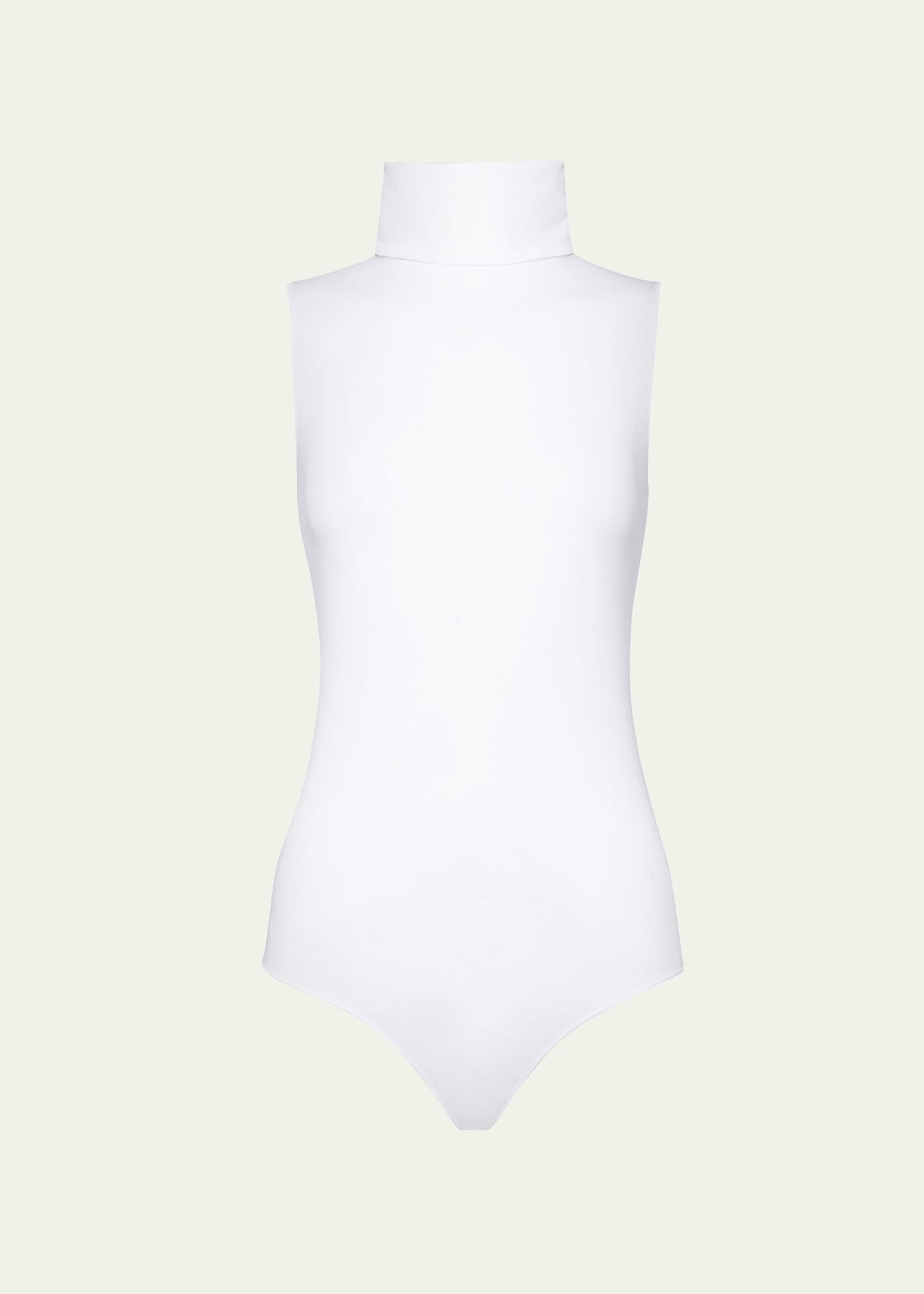 Shop Wolford Sleeveless Turtleneck Viscose Bodysuit In White