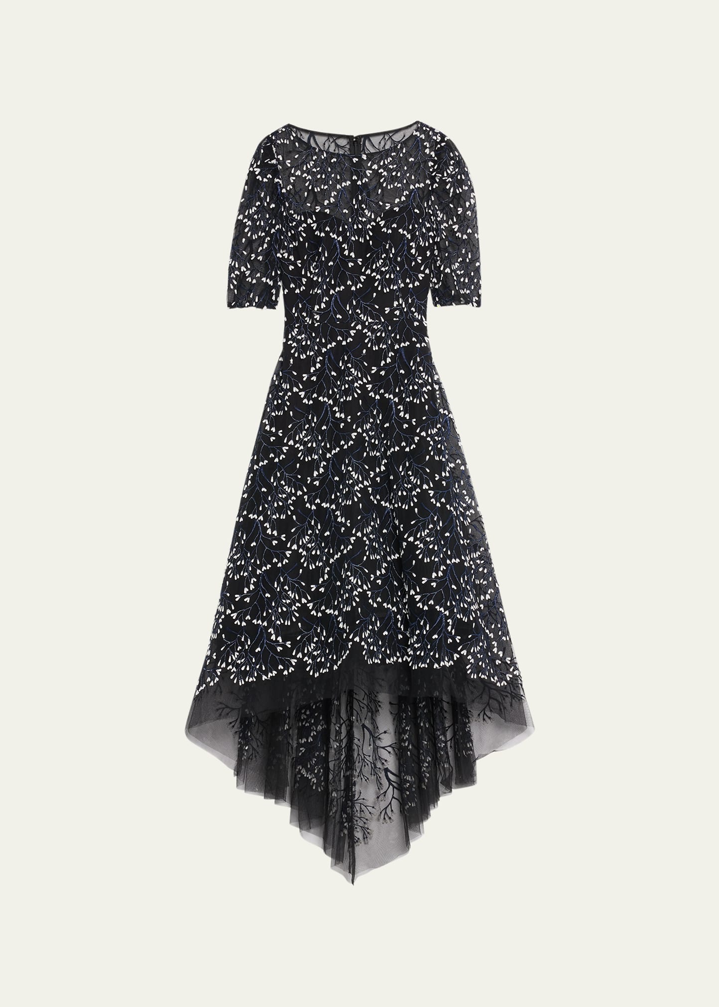 Shop Rickie Freeman For Teri Jon 3d Lace High-low Cocktail Dress In Black Multi
