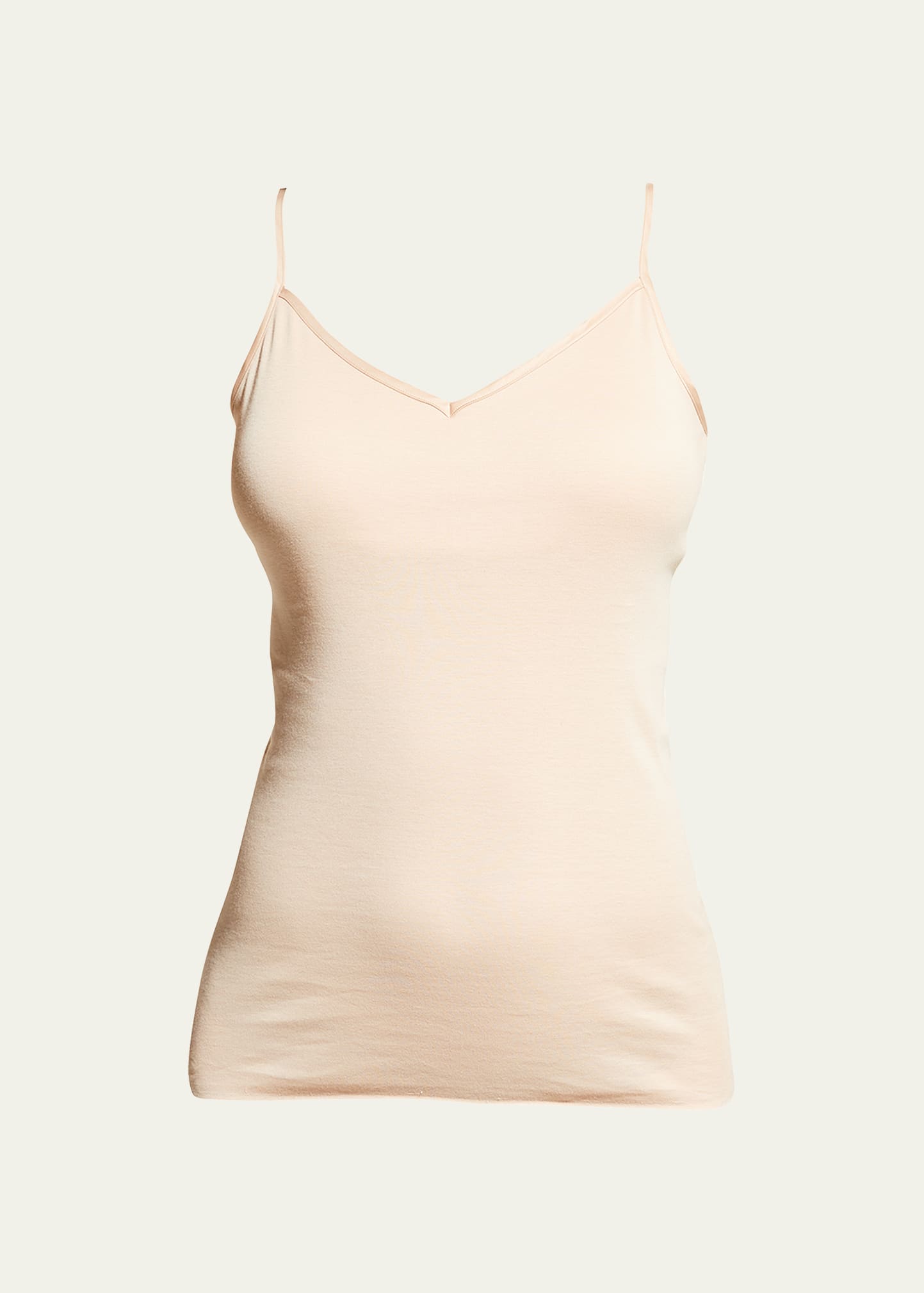 Hanro Cotton Seamless V-neck Cami In Beige