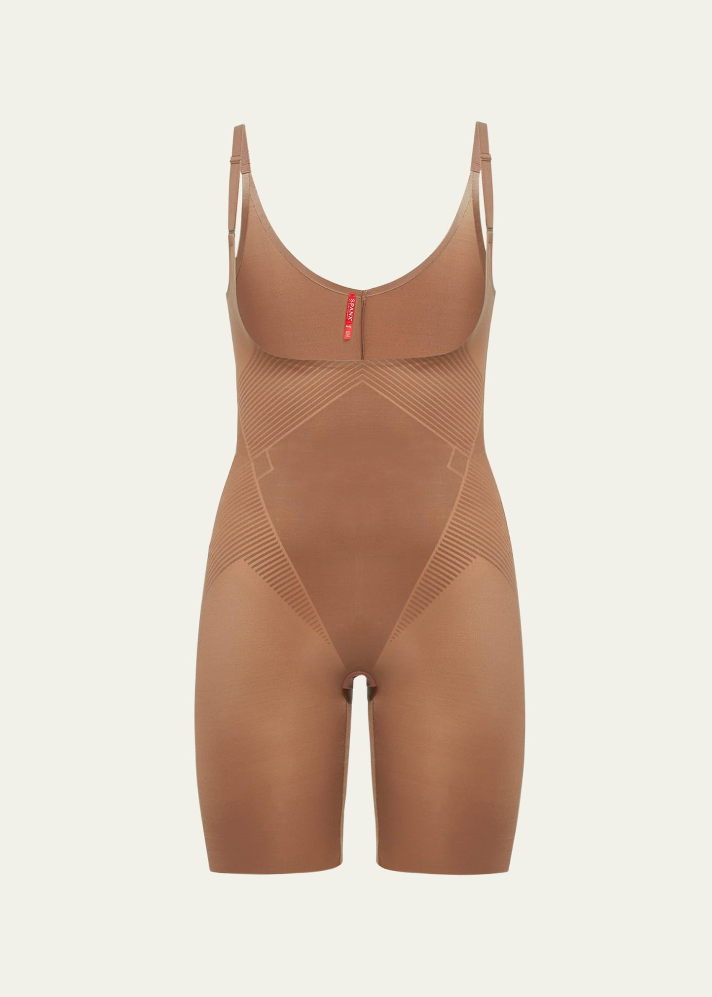 Spanx Thinstincts 2.0 Open-bust Mid-thigh Bodysuit In Cafe Au Lait