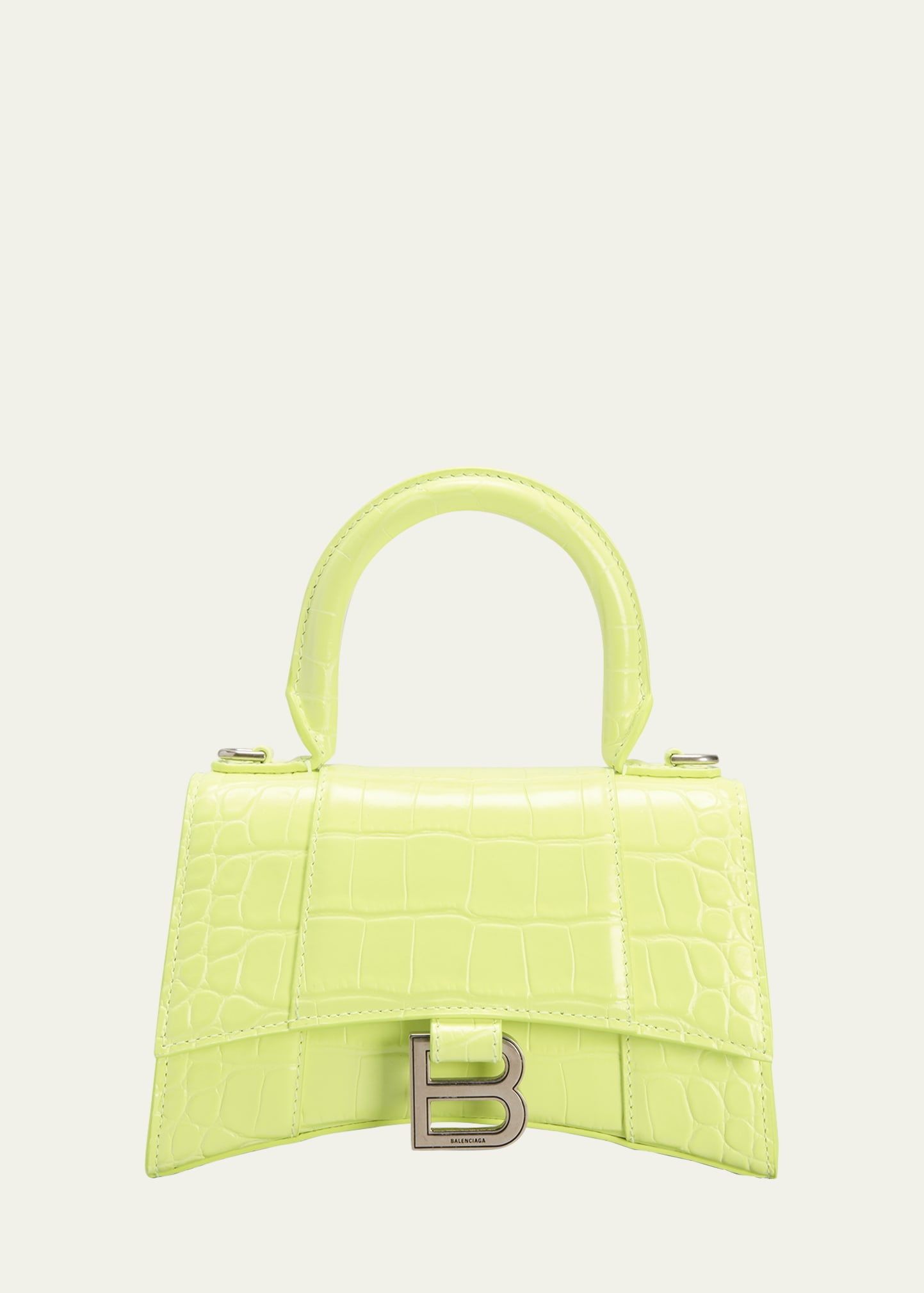Balenciaga Hourglass XS Croc-Embossed Top-Handle Bag
