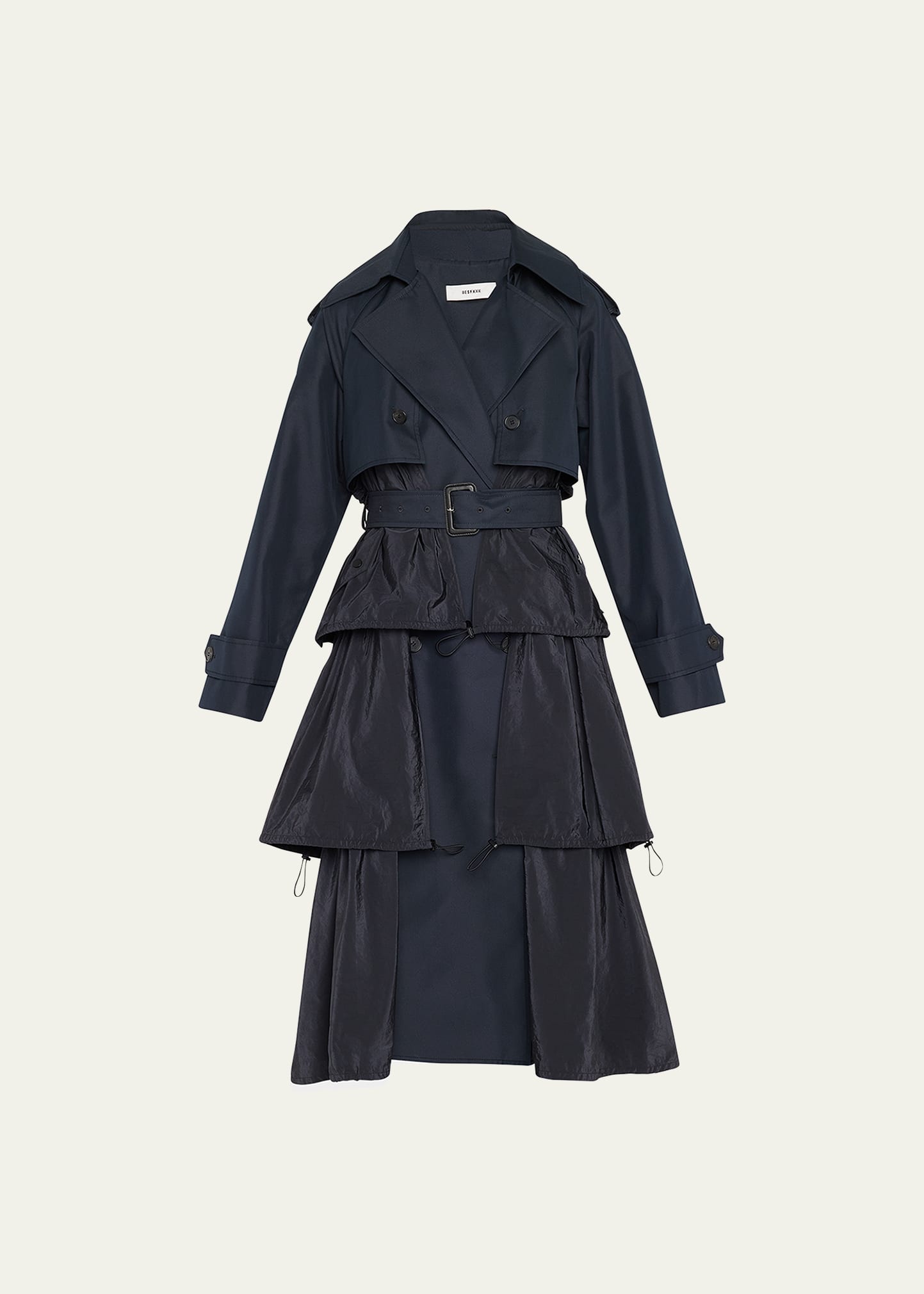 BESFXXK Tiered Ruffle Double-Breasted Trench Coat