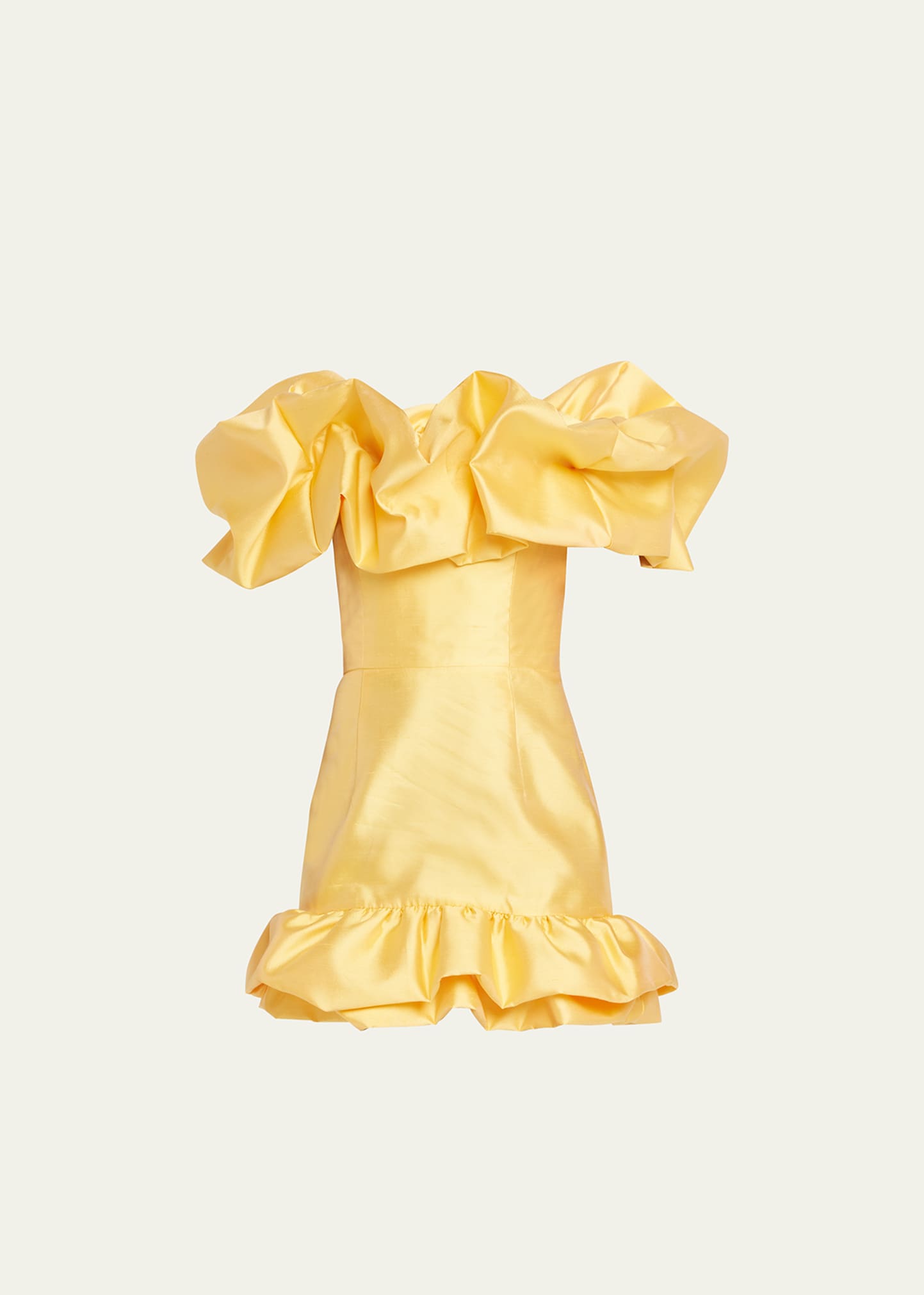 Markarian Grace Off-the-Shoulder Dupioni Ruffle Mini Dress