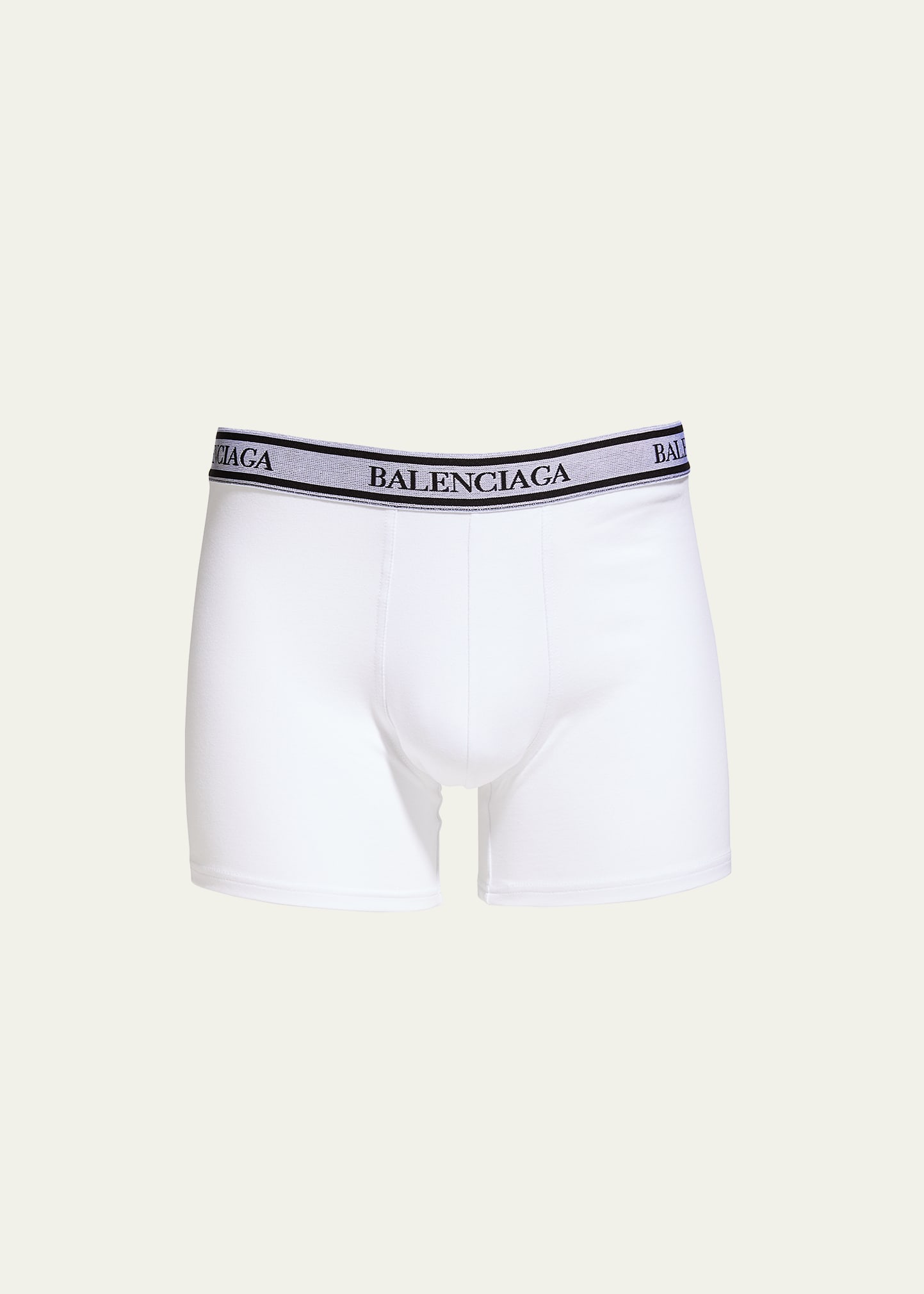 Balenciaga Men's Cotton-stretch Logo Boxer Brief In Bianco