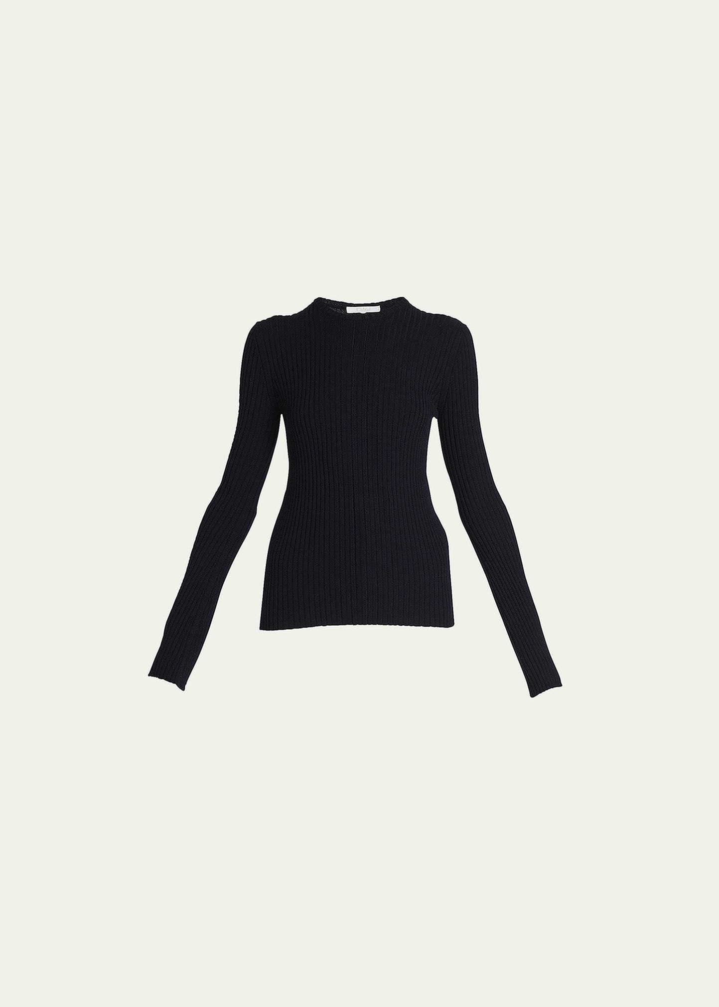 Chloe Crewneck Rib Wool-Cashmere Sweater
