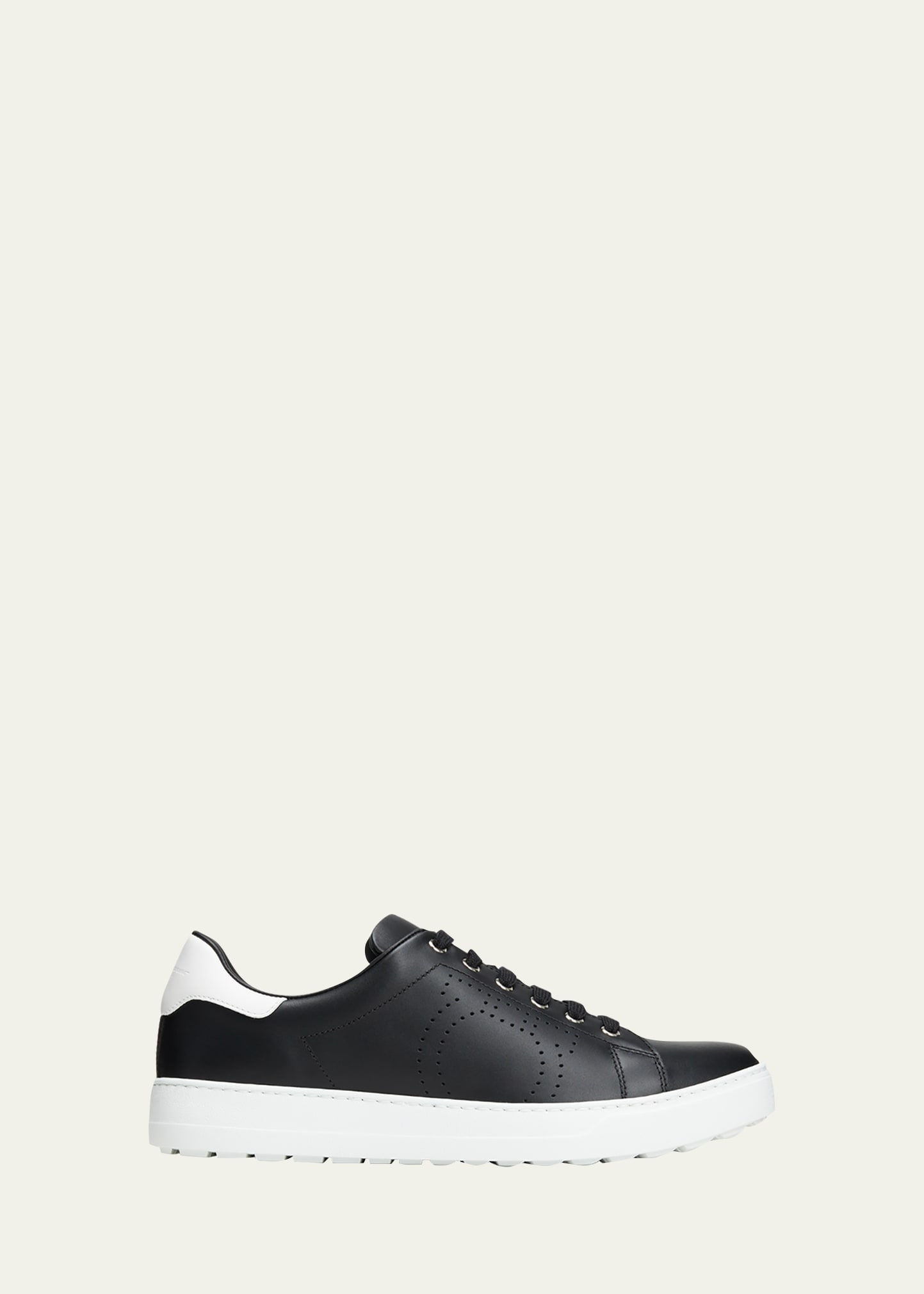 Salvatore Ferragamo Men's Pierre Leather Gancino-Perforated Low-Top Sneakers