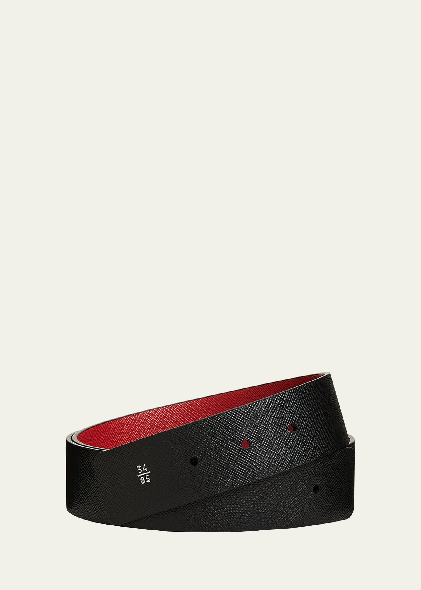 Prada Men's Saffiano Leather Belt Strap In Red