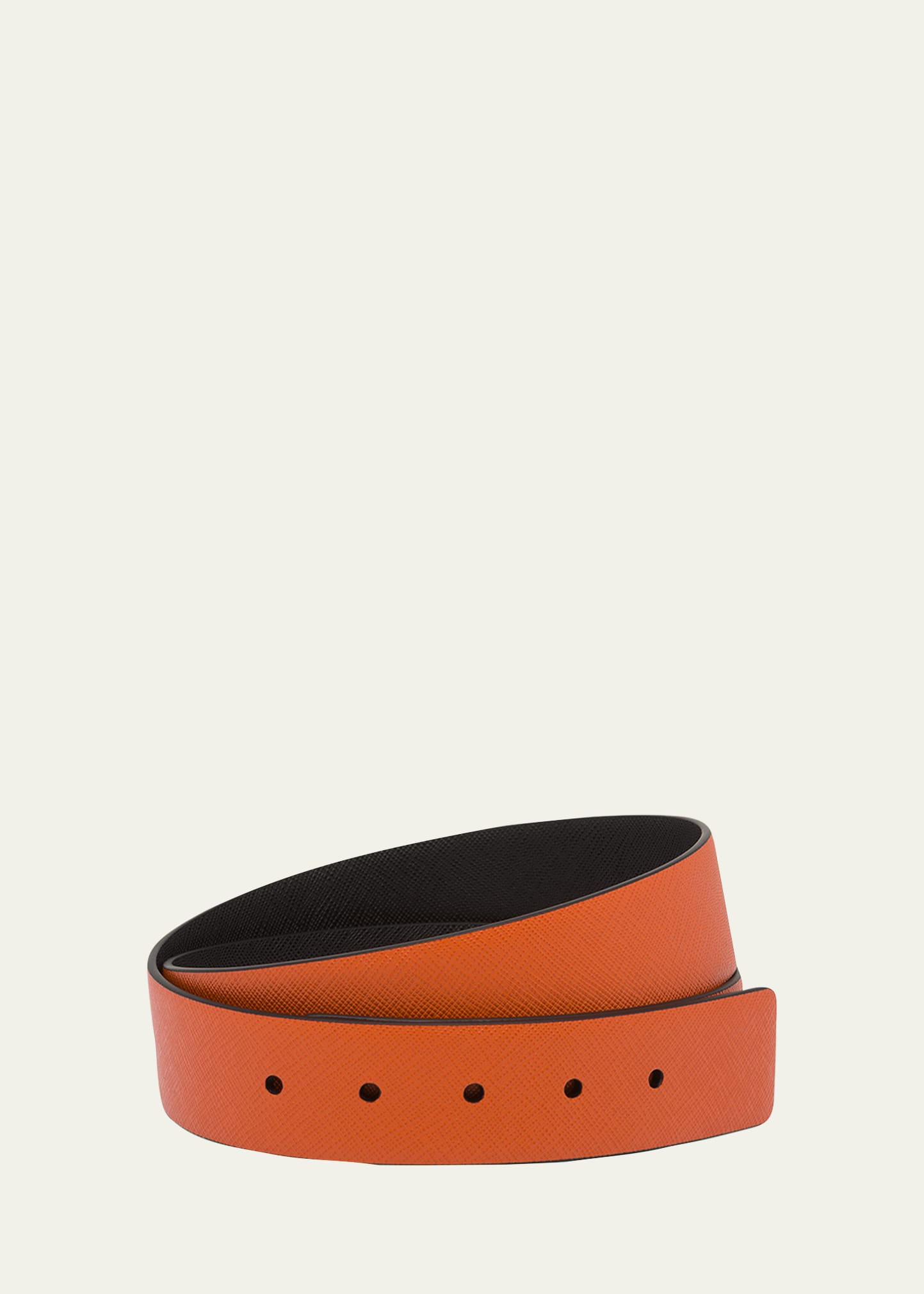 Prada Reversible Saffiano Leather Belt Strap In F0zz2 Papaya/nero