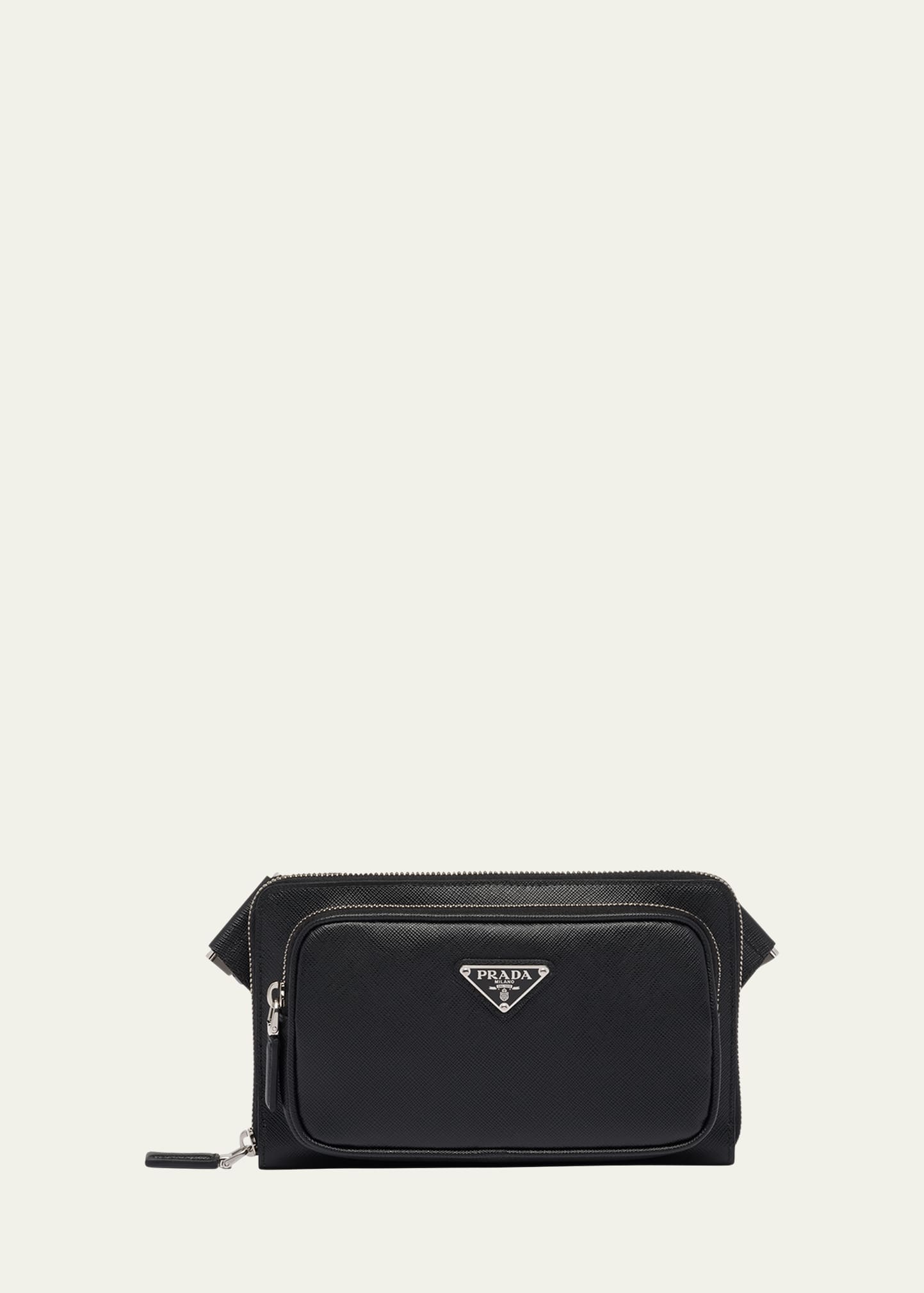 Prada Men's Saffiano Belt Bag In Nero | ModeSens