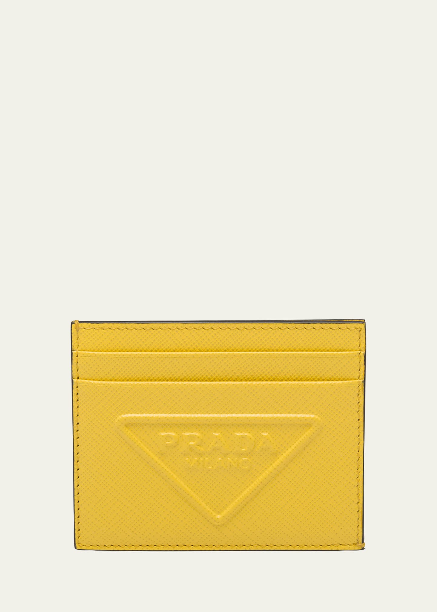 Prada Men's Saffiano Tonal Logo Leather Card Case In F0377 Sole