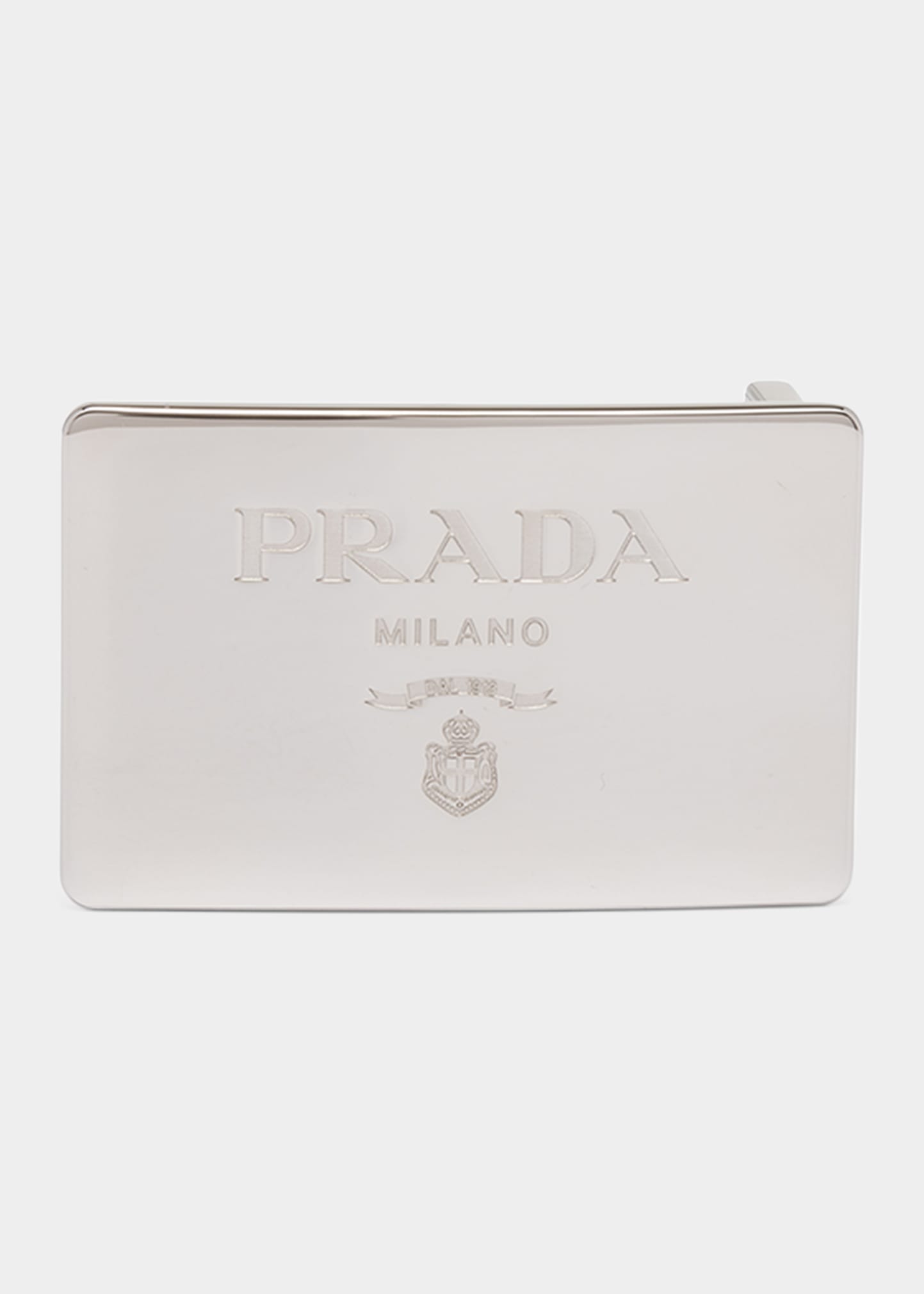 Prada Men's Metal Logo Belt Buckle In F0c4f Acciaio Luc