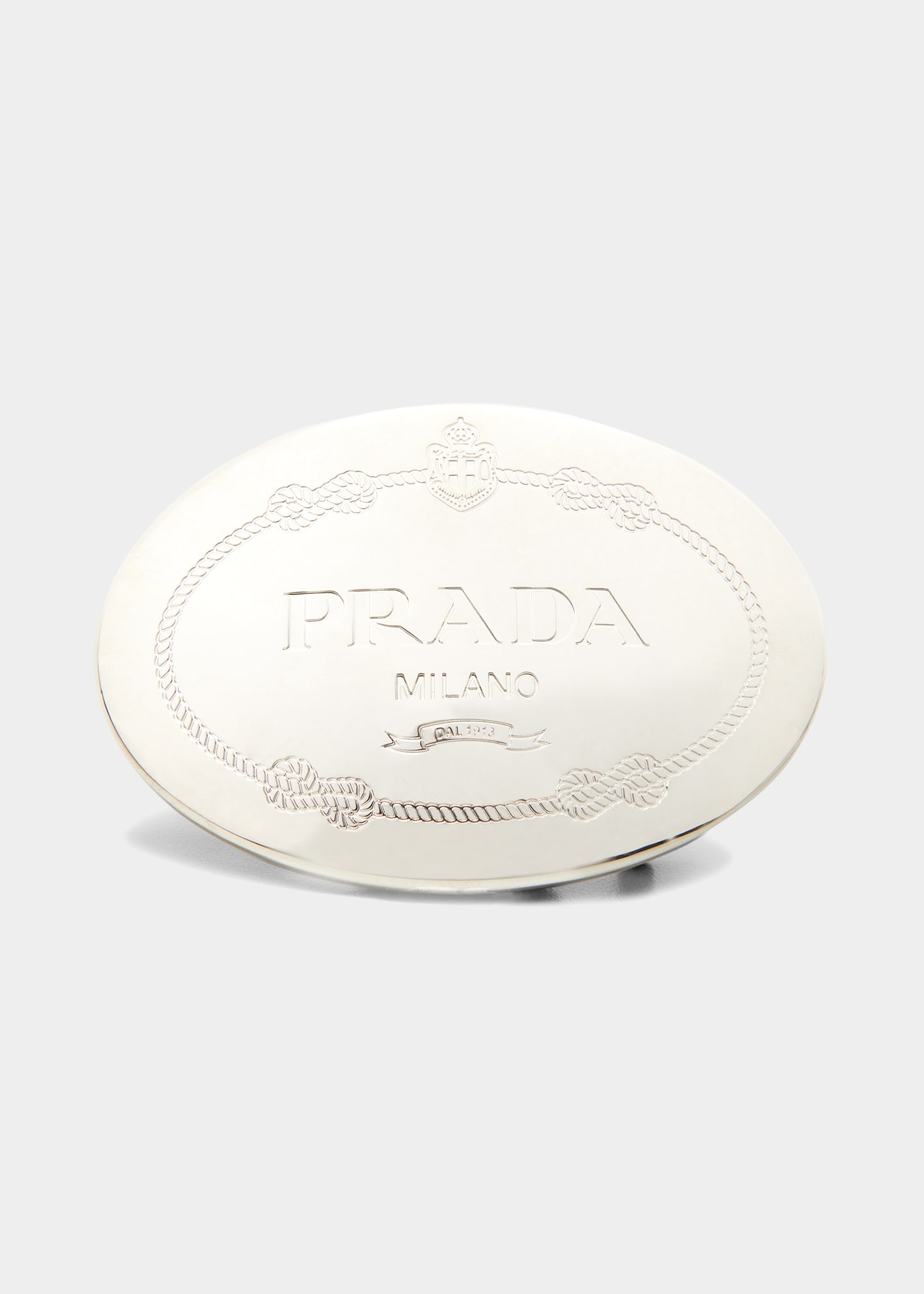 Prada Men's Metal Engraved Logo Belt Buckle In Acciaio Lucido
