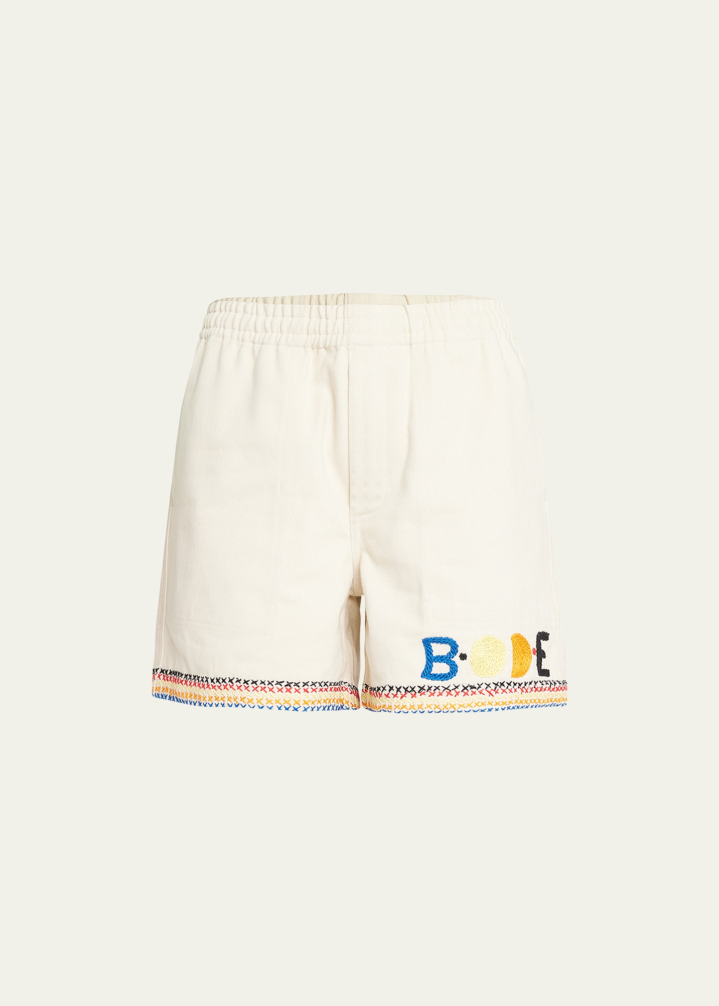 Bode Donkey Party Logo-Embroidered Rugby Shorts