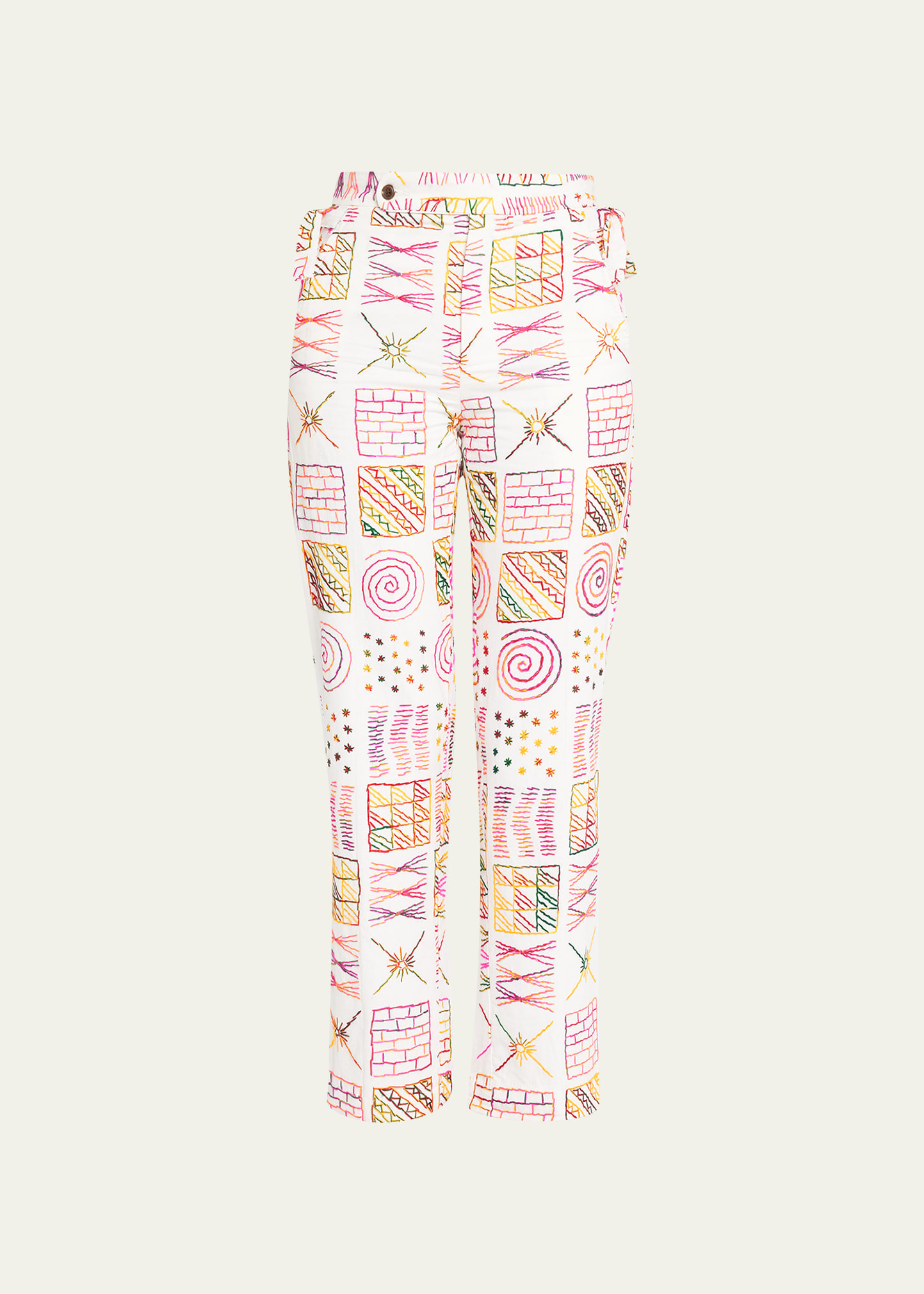 Bode Doodle Stitch Straight-Leg Trousers