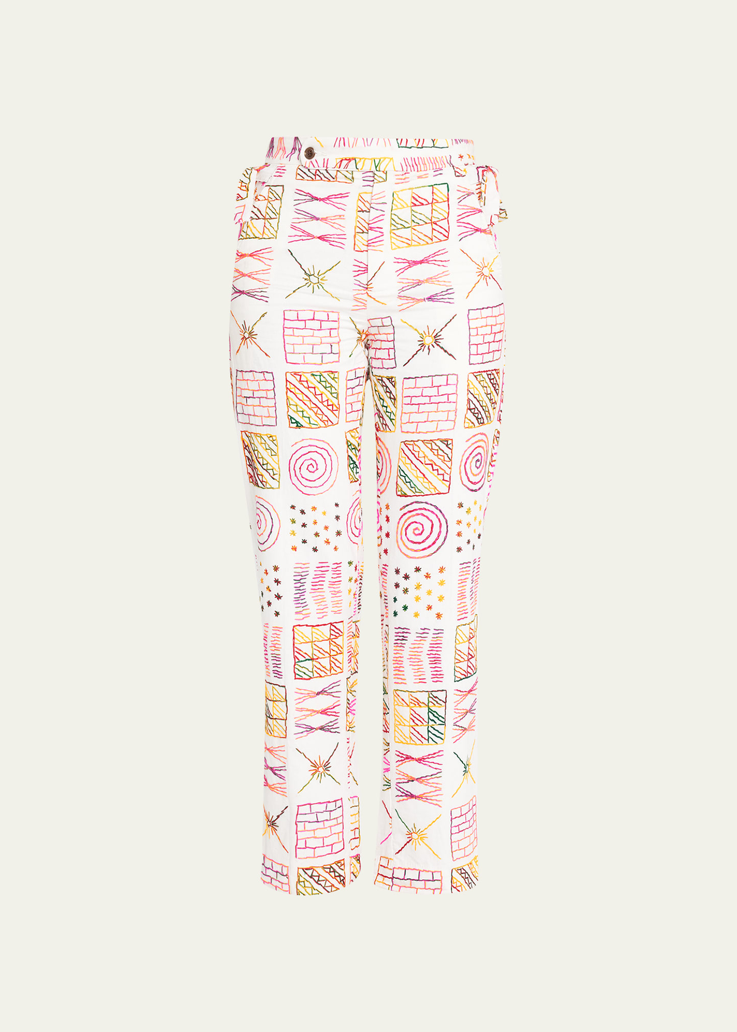 Doodle Stitch Straight-Leg Trousers