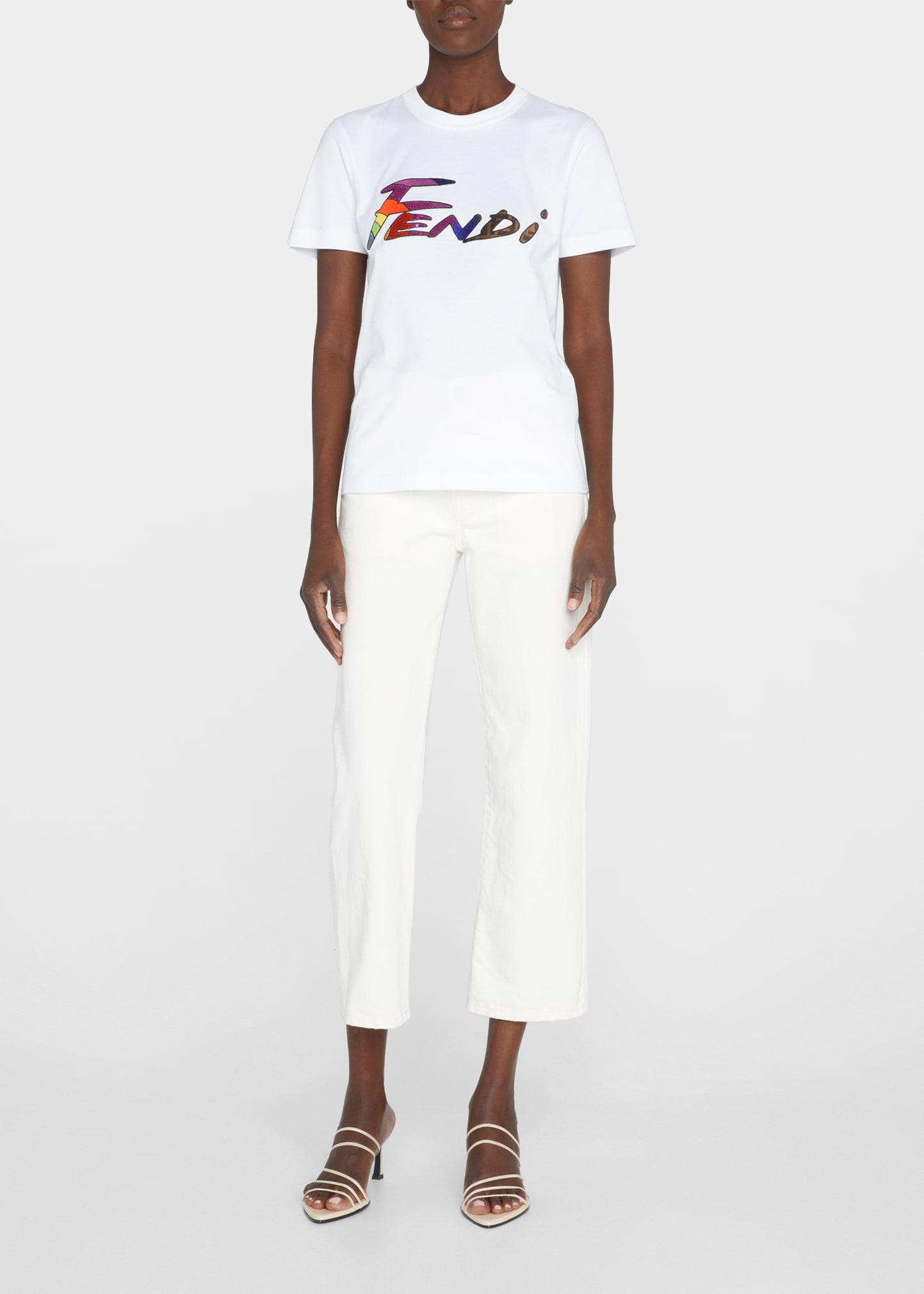 Fendi Brushed Logo Sequin-Embellished T-Shirt