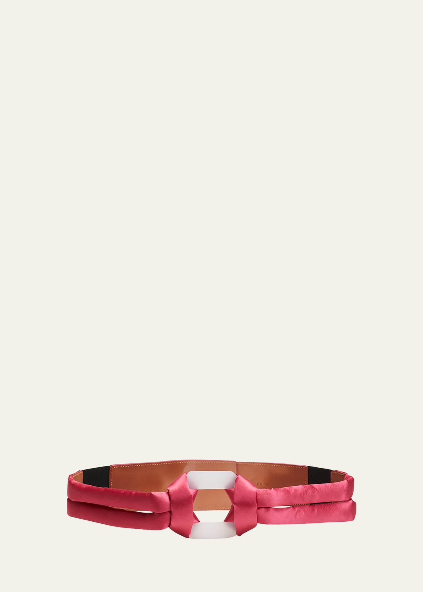 Shop Giorgio Armani Octagon Satin Belt In Lampone