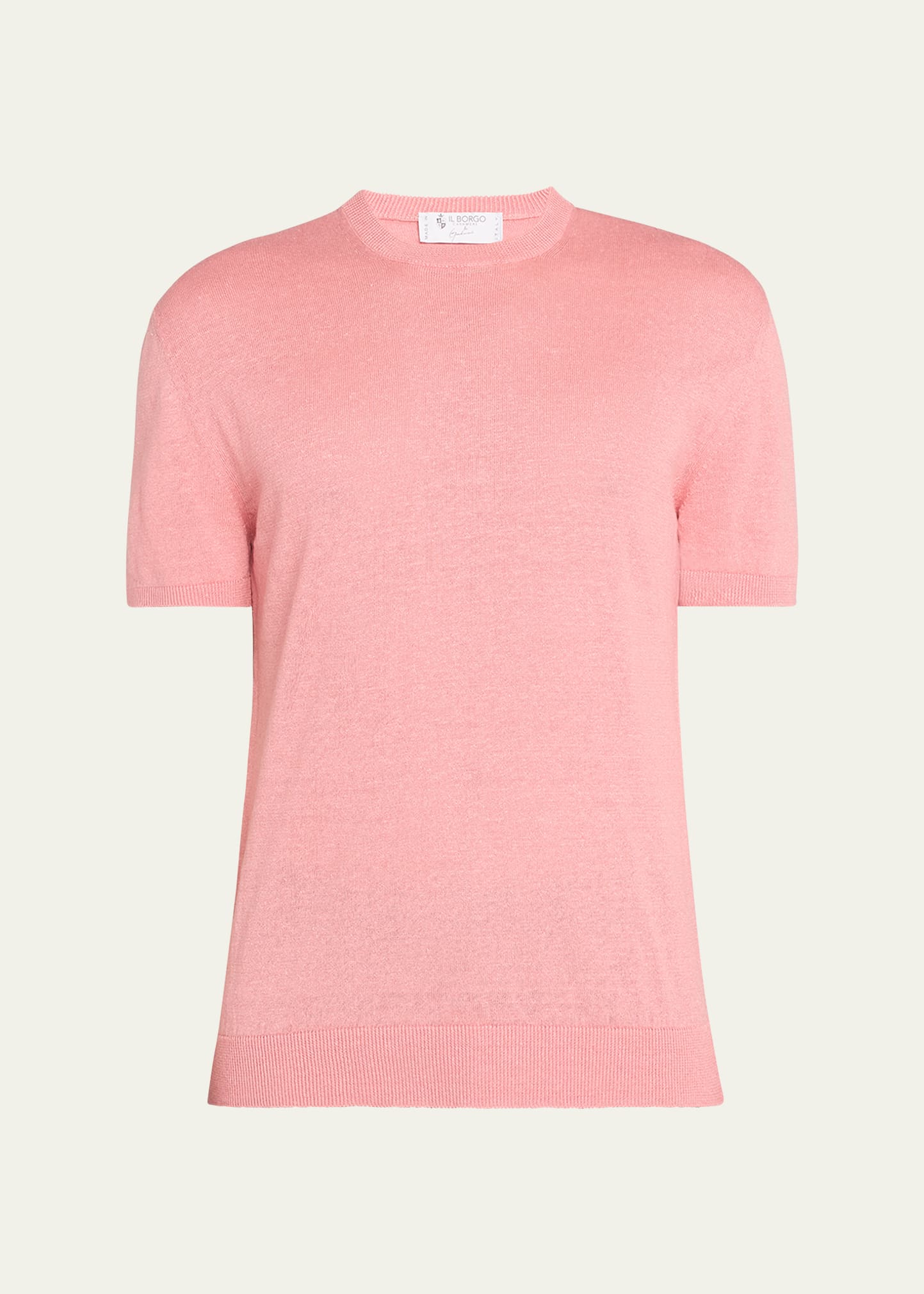 Bergdorf Goodman Men's Knit Crewneck Linen-cotton Sweater Shirt In Pink Ps048