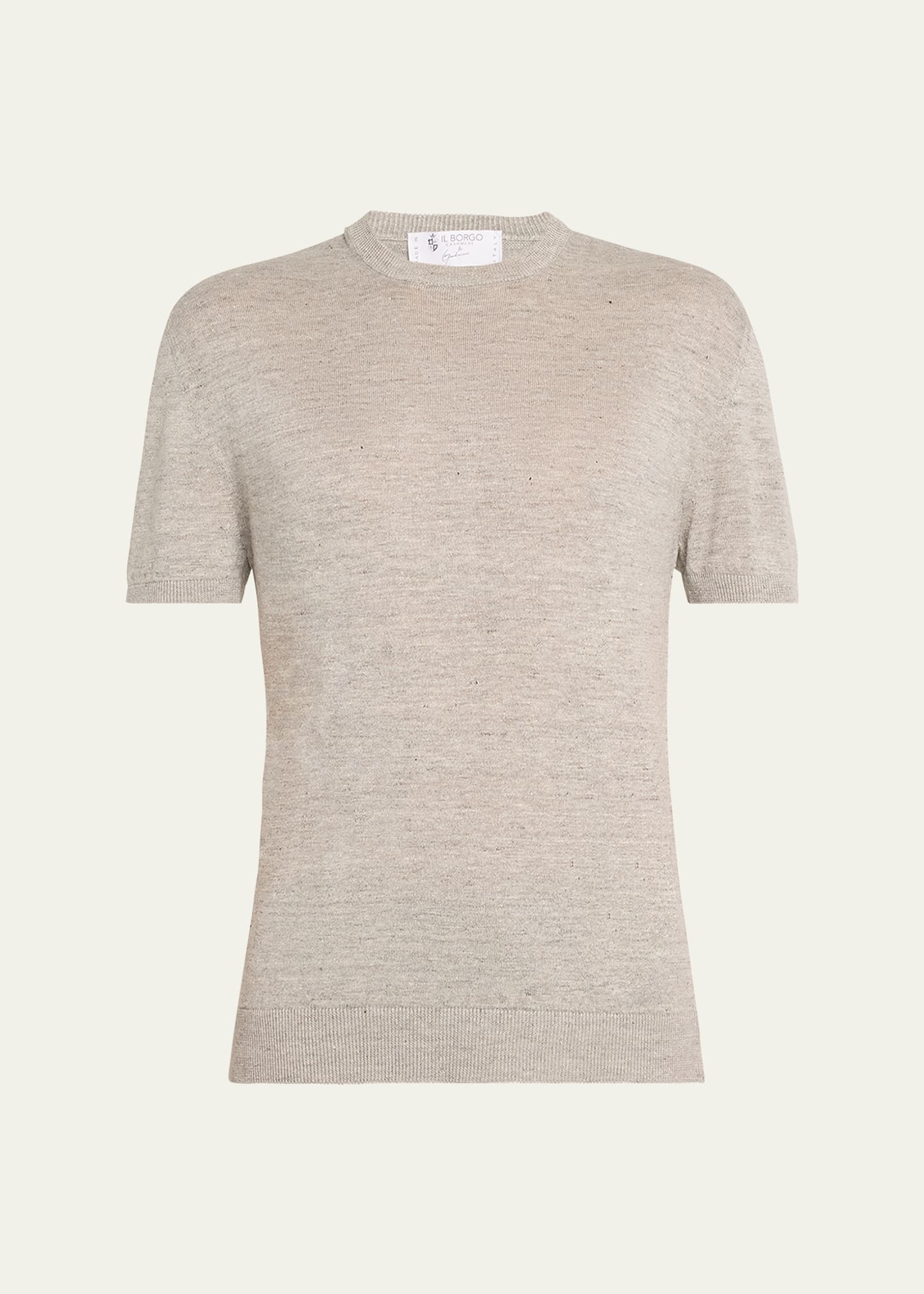Bergdorf Goodman Men's Knit Crewneck Linen-cotton Sweater Shirt In Grey Ps002