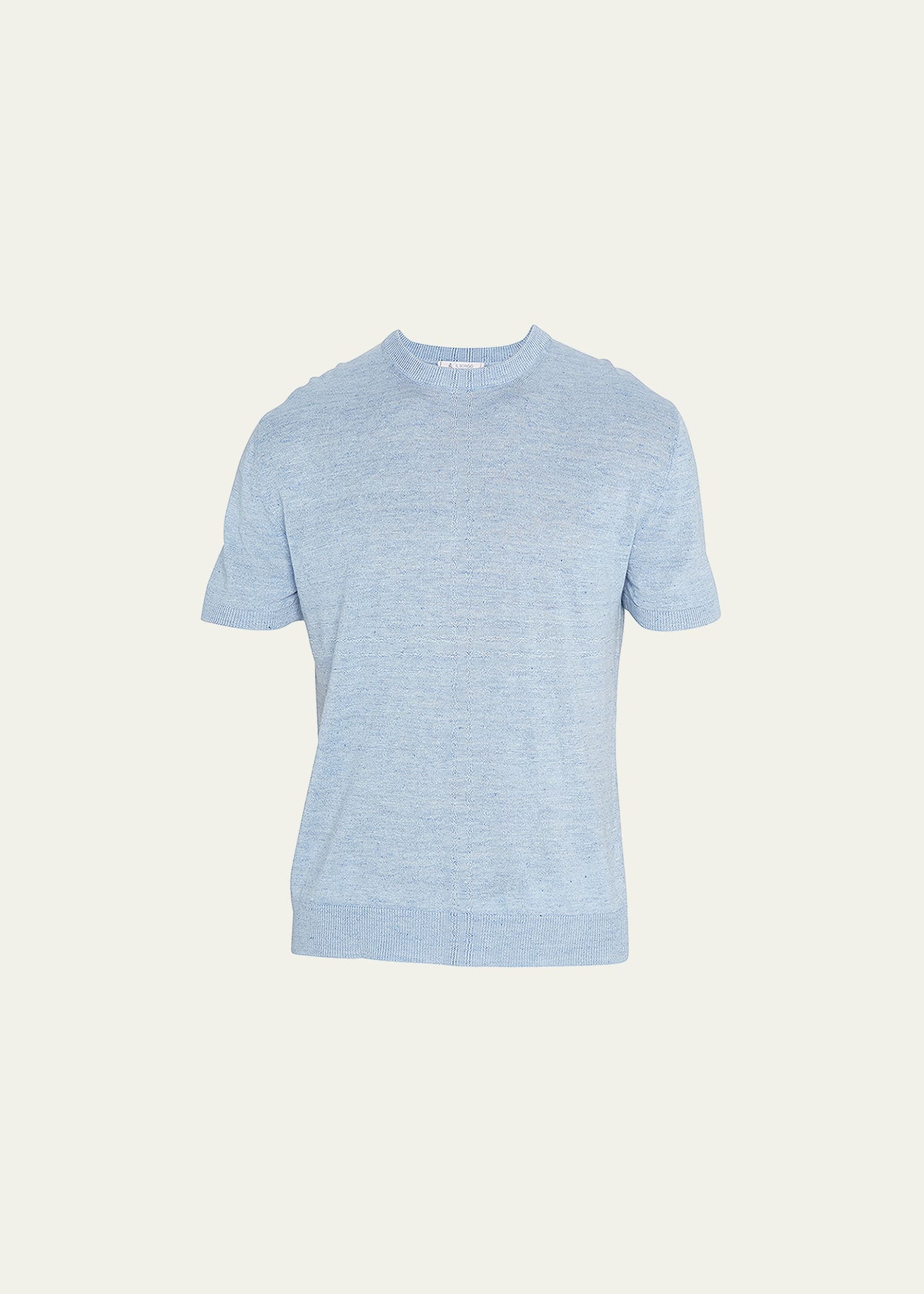 Bergdorf Goodman Men's Knit Crewneck Linen-cotton Sweater Shirt In Light Blue