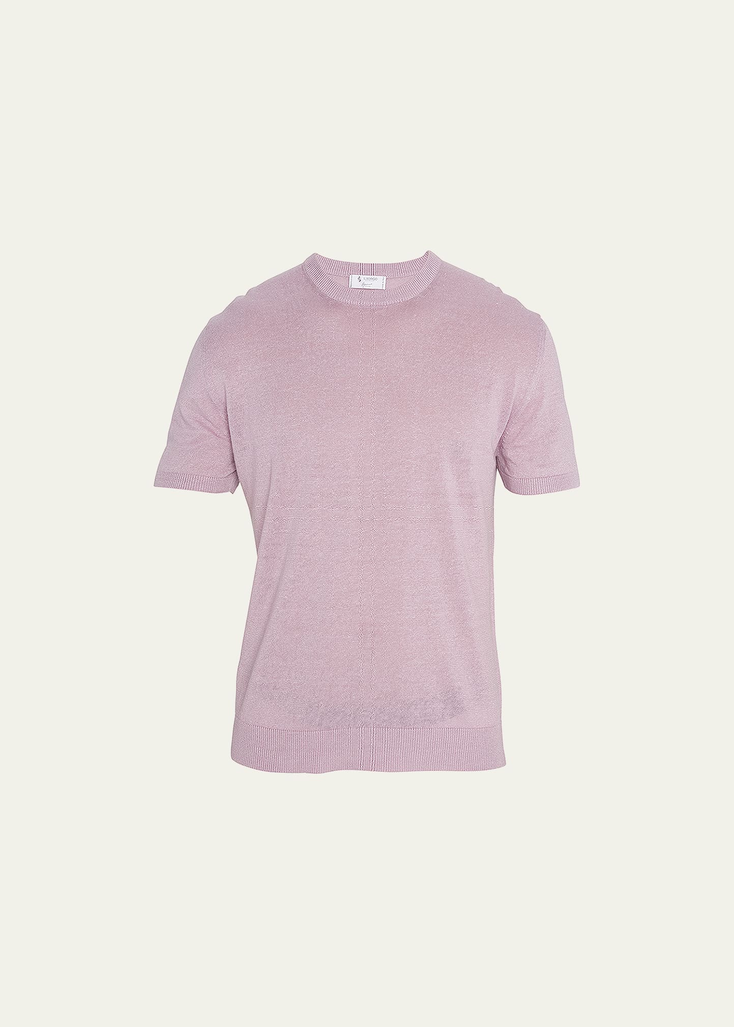 Bergdorf Goodman Men's Knit Crewneck Linen-cotton Sweater Shirt In Pink