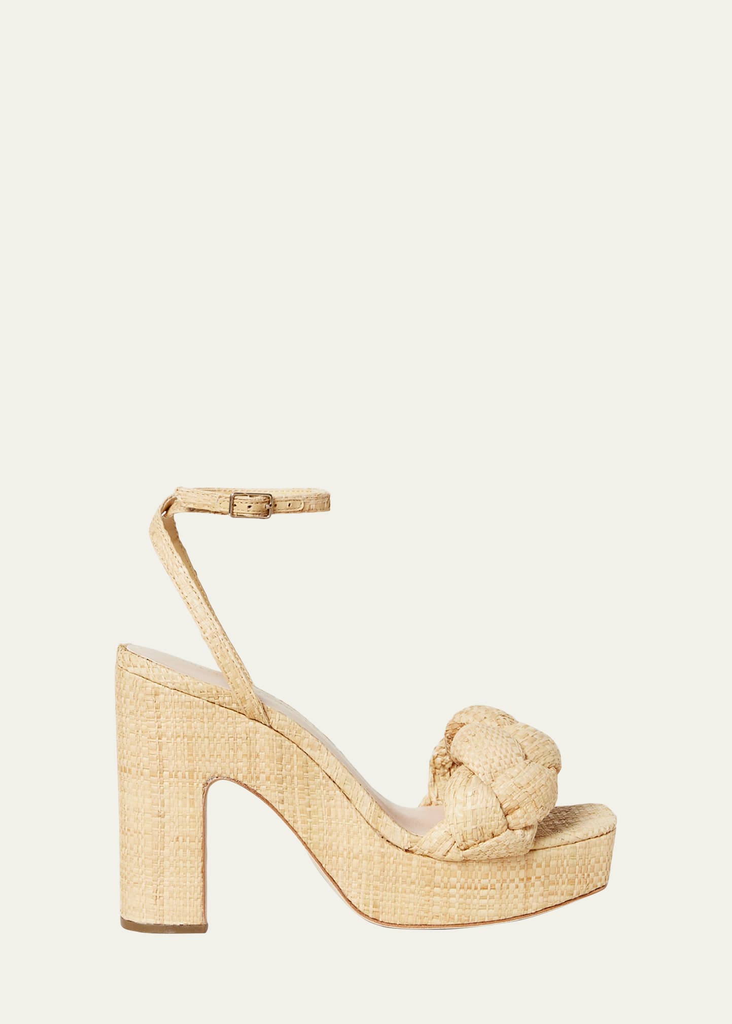 Loeffler Randall Braided Raffia Ankle-strap Sandals In Balet