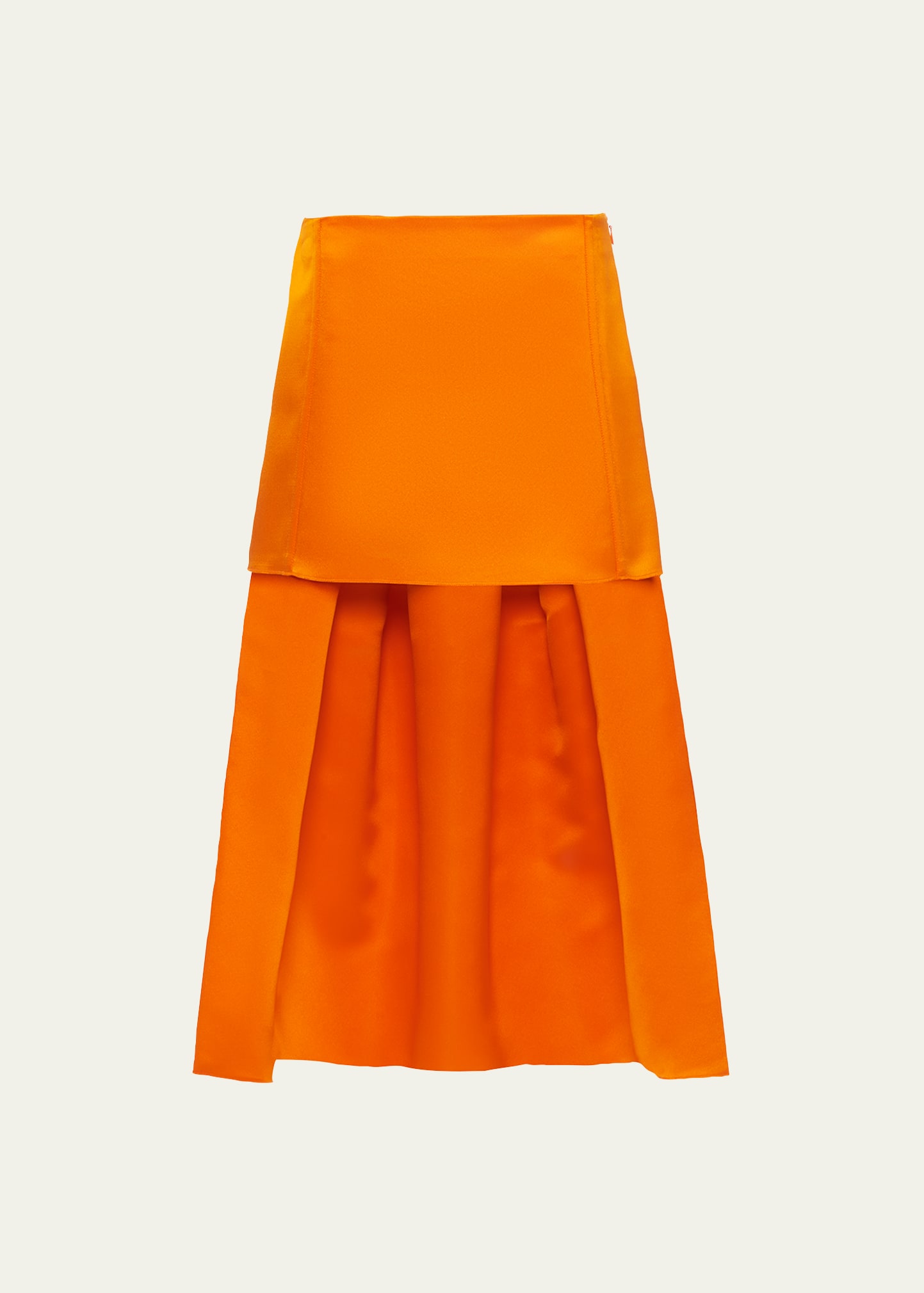 Shop Prada Satin Mini Skirt W/ Pleated Train In F0049 Arancio