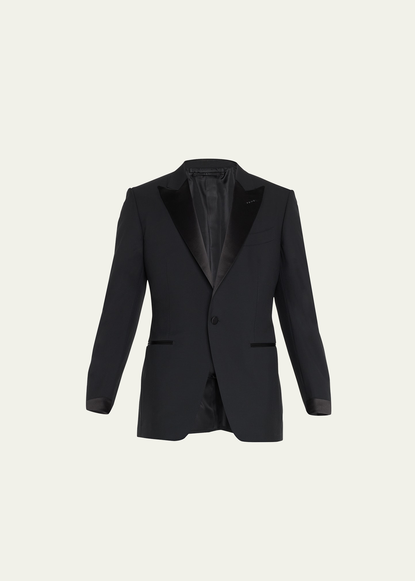 Tom Ford Men's Solid Wool Peak Tuxedo In Black Solid