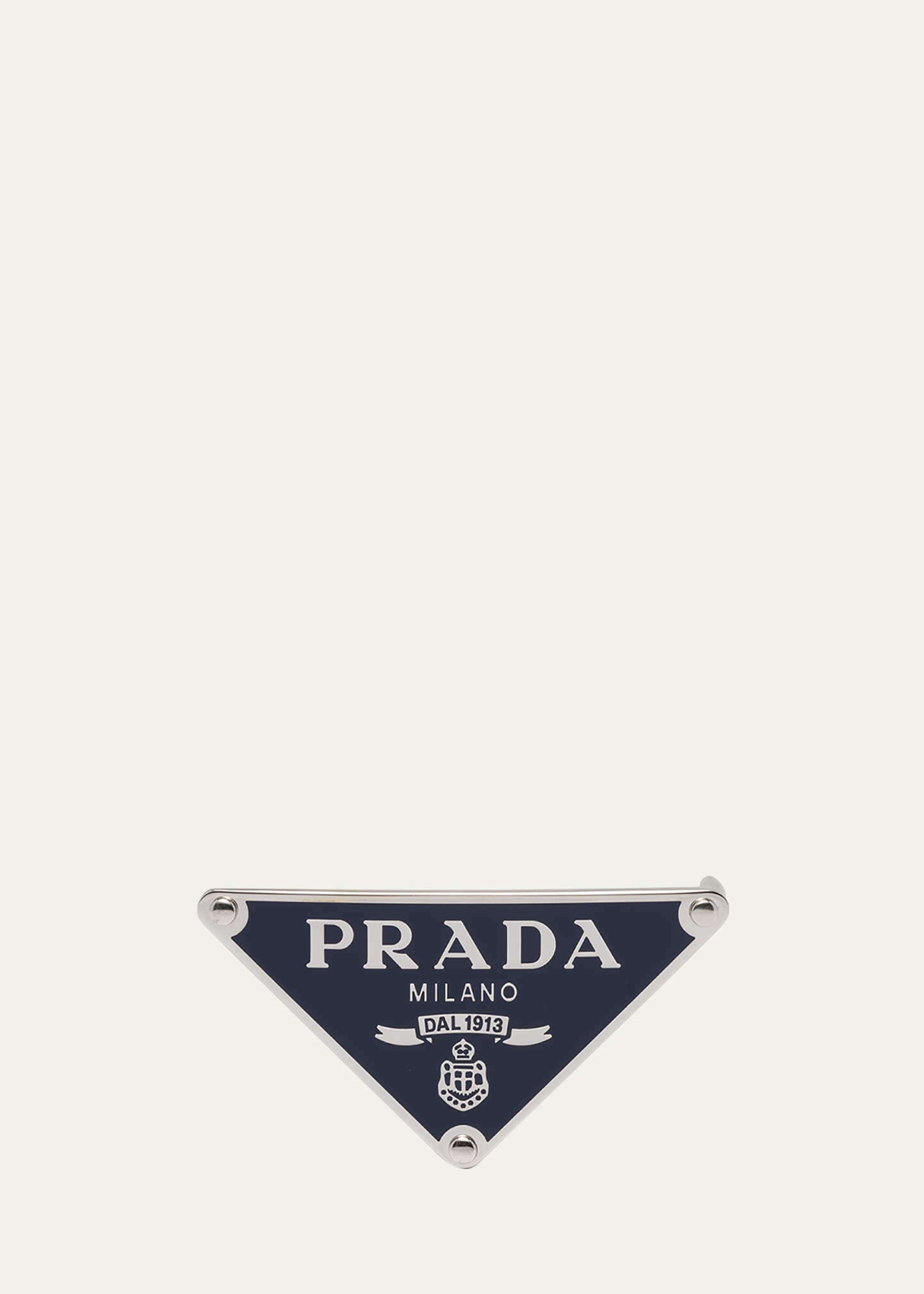 Prada Men's Triangle Logo Metal Belt Buckle In Bluette