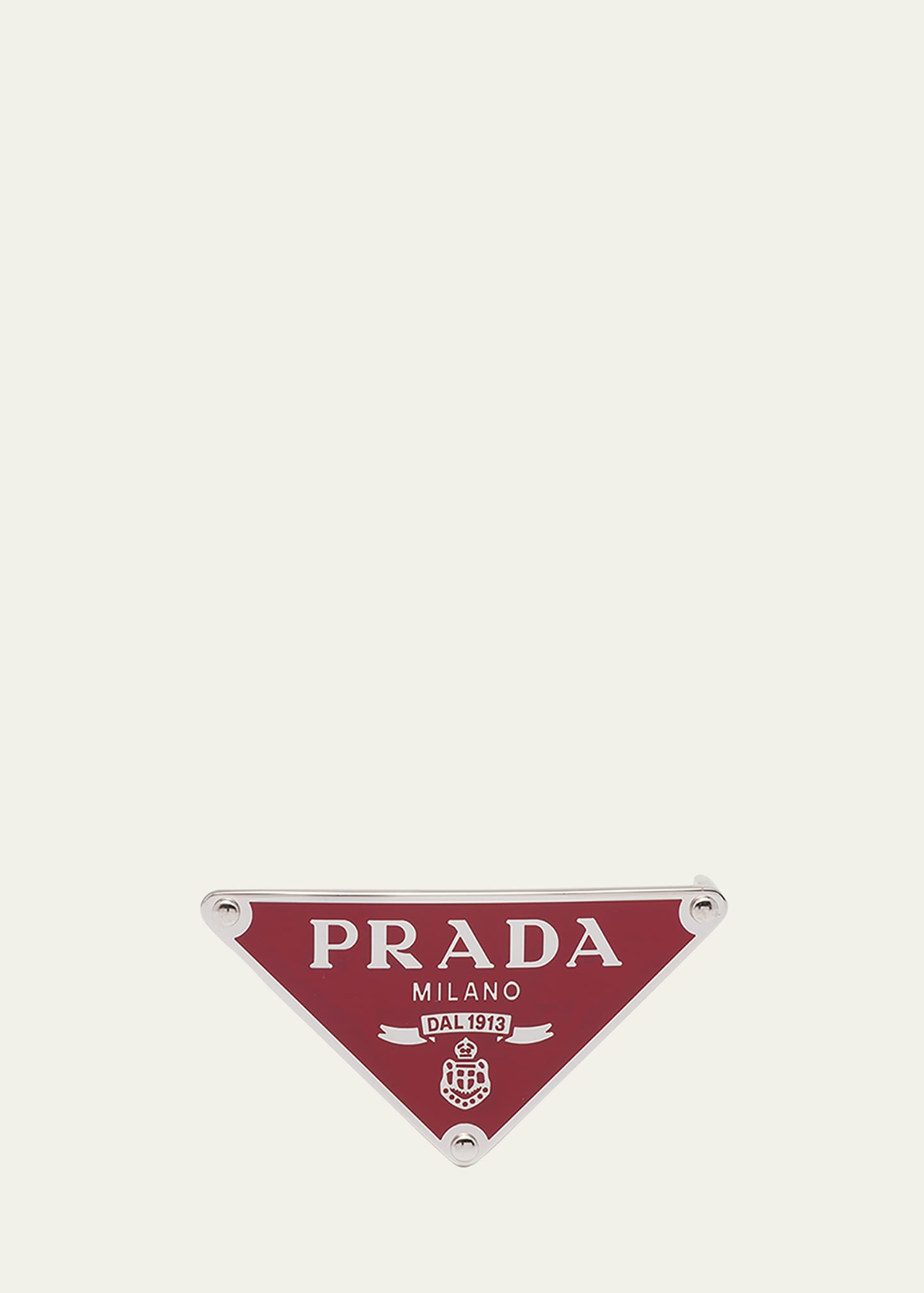Prada Men's Triangle Logo Metal Belt Buckle In Fuoco