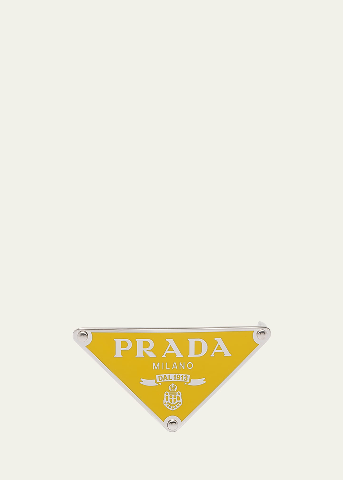 PRADA MEN'S TRIANGLE LOGO METAL BELT BUCKLE