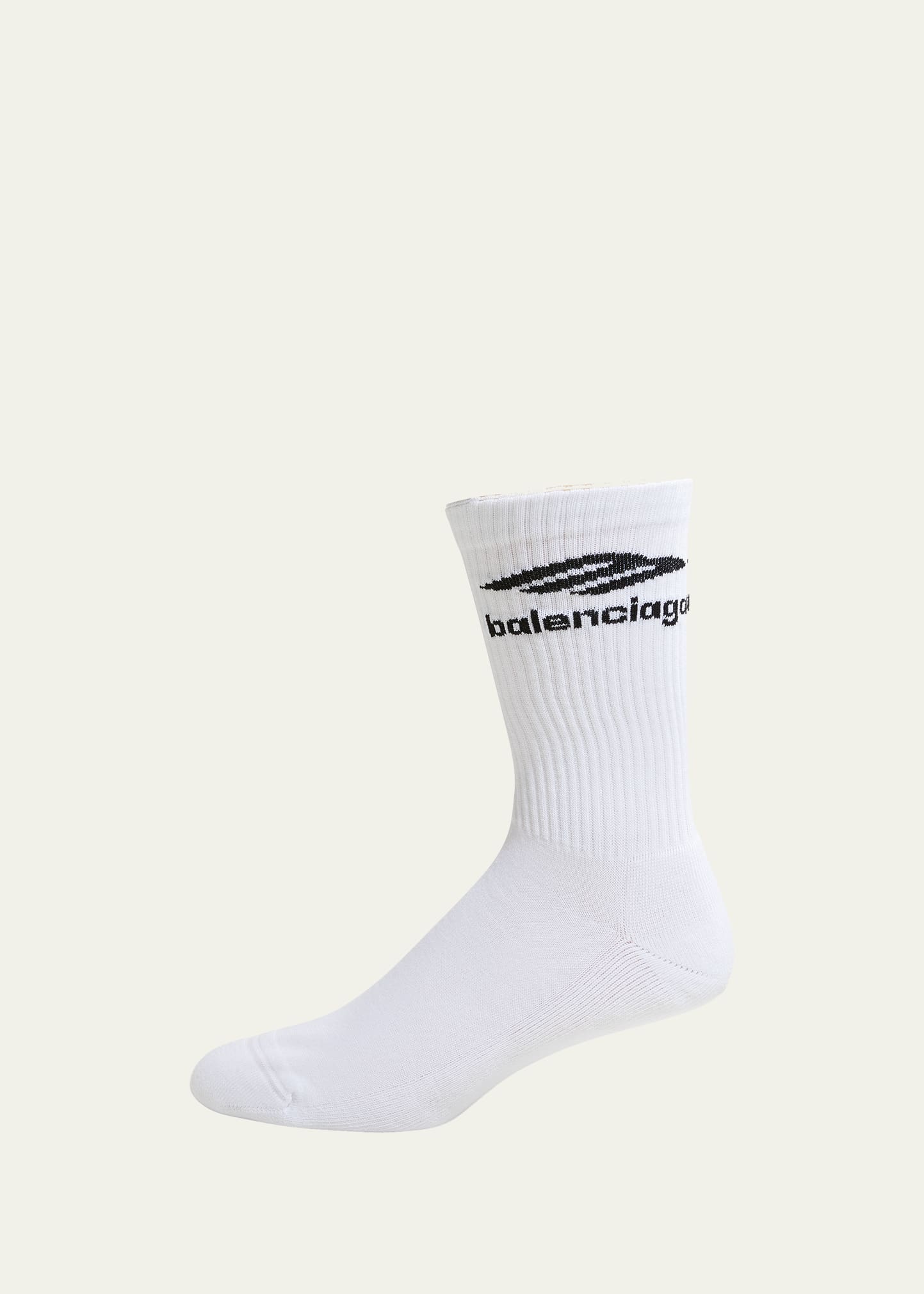 Balenciaga Men's Sport Icon Mid Calf Socks In 9060 White/black