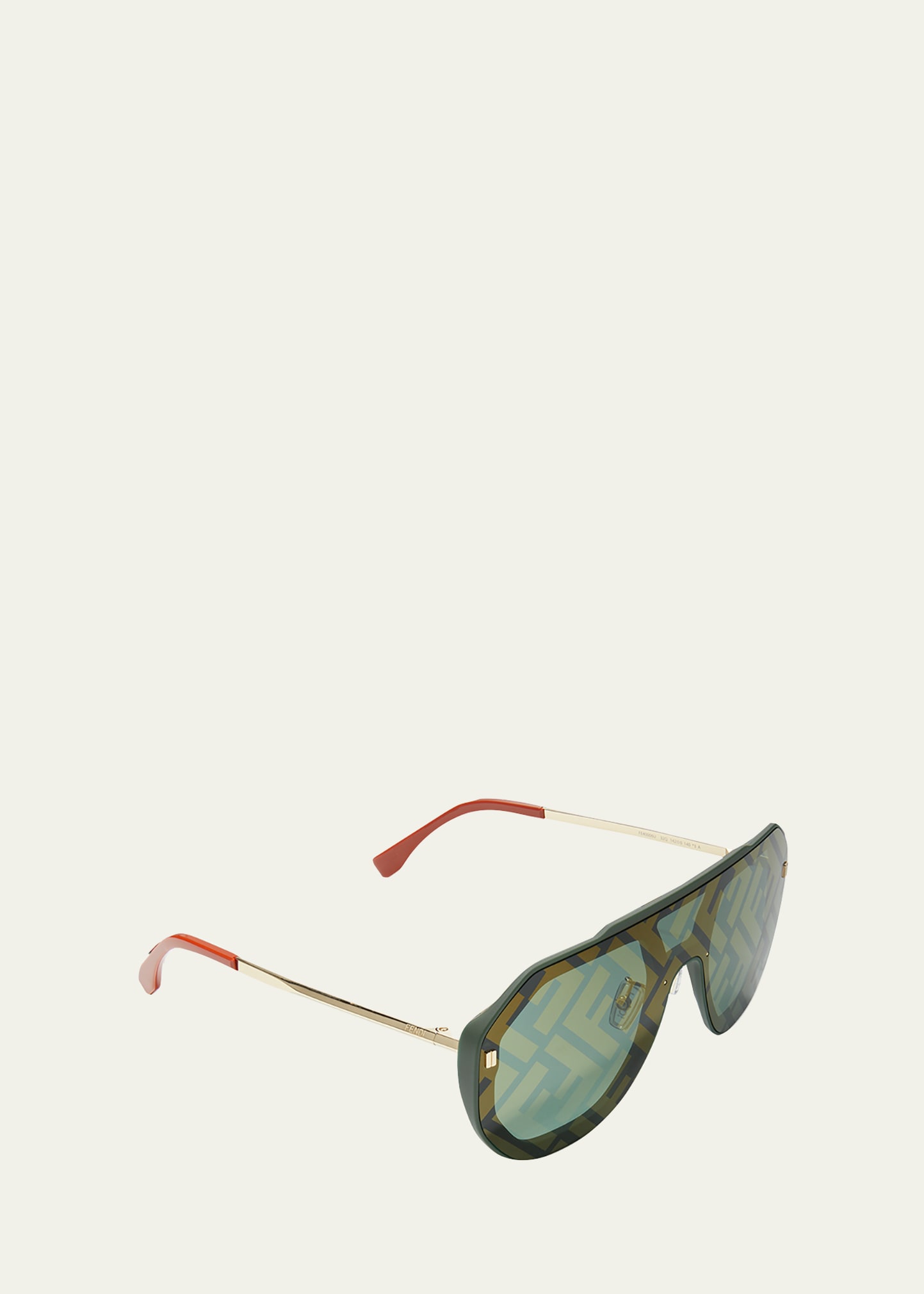 Fendi Men's Pilot Mask Ff-monogram Sunglasses In Gold / Green