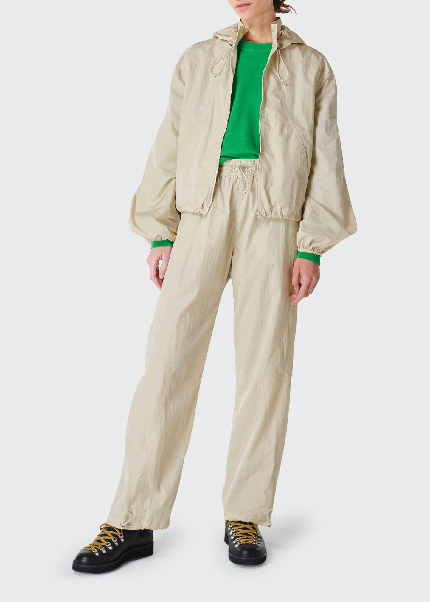 Sweaty Betty Adapt Solid Hooded Zip-front Jacket In Pebble Beige
