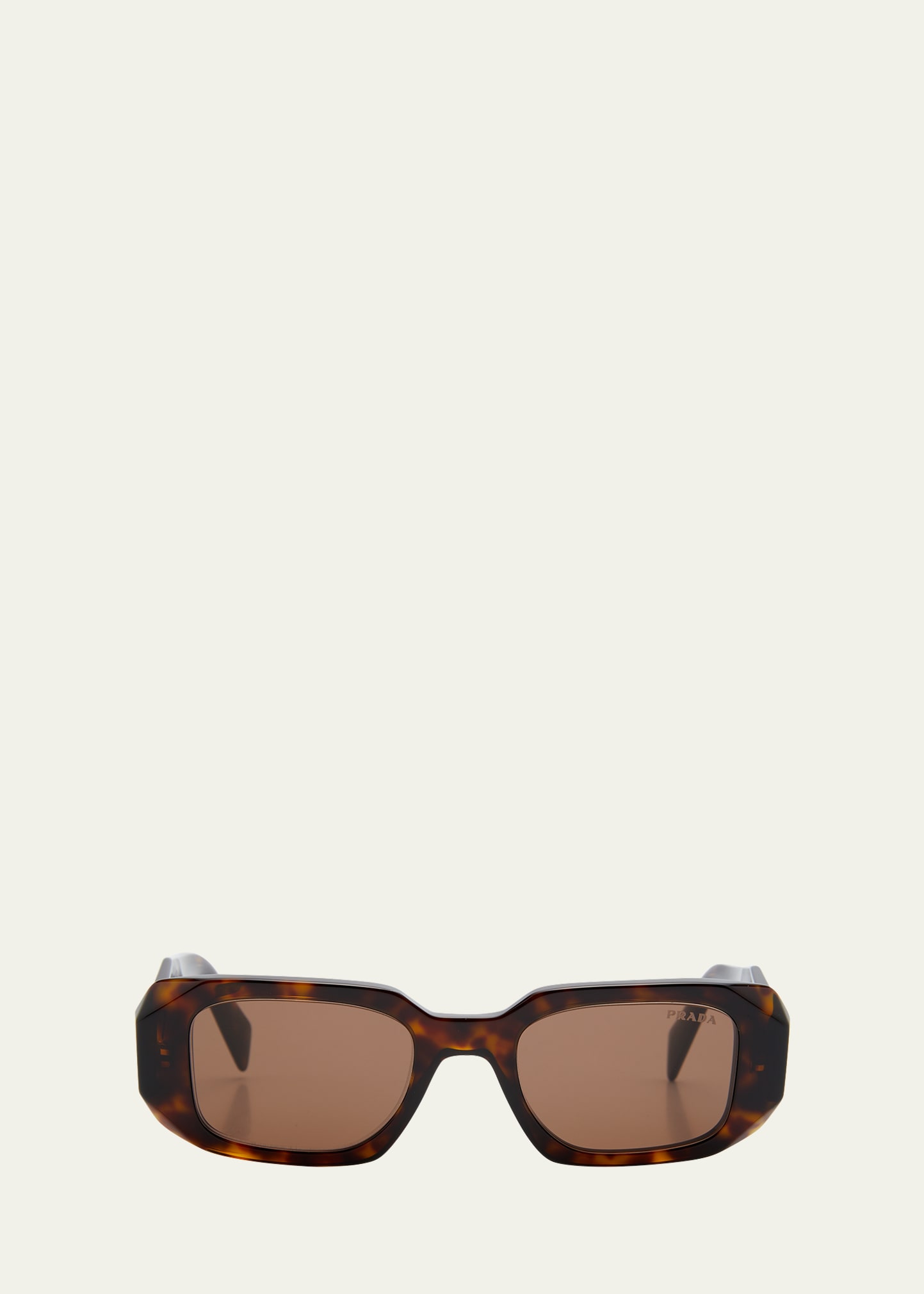 Prada Men's Rectangle Acetate Logo Sunglasses In Tortoise