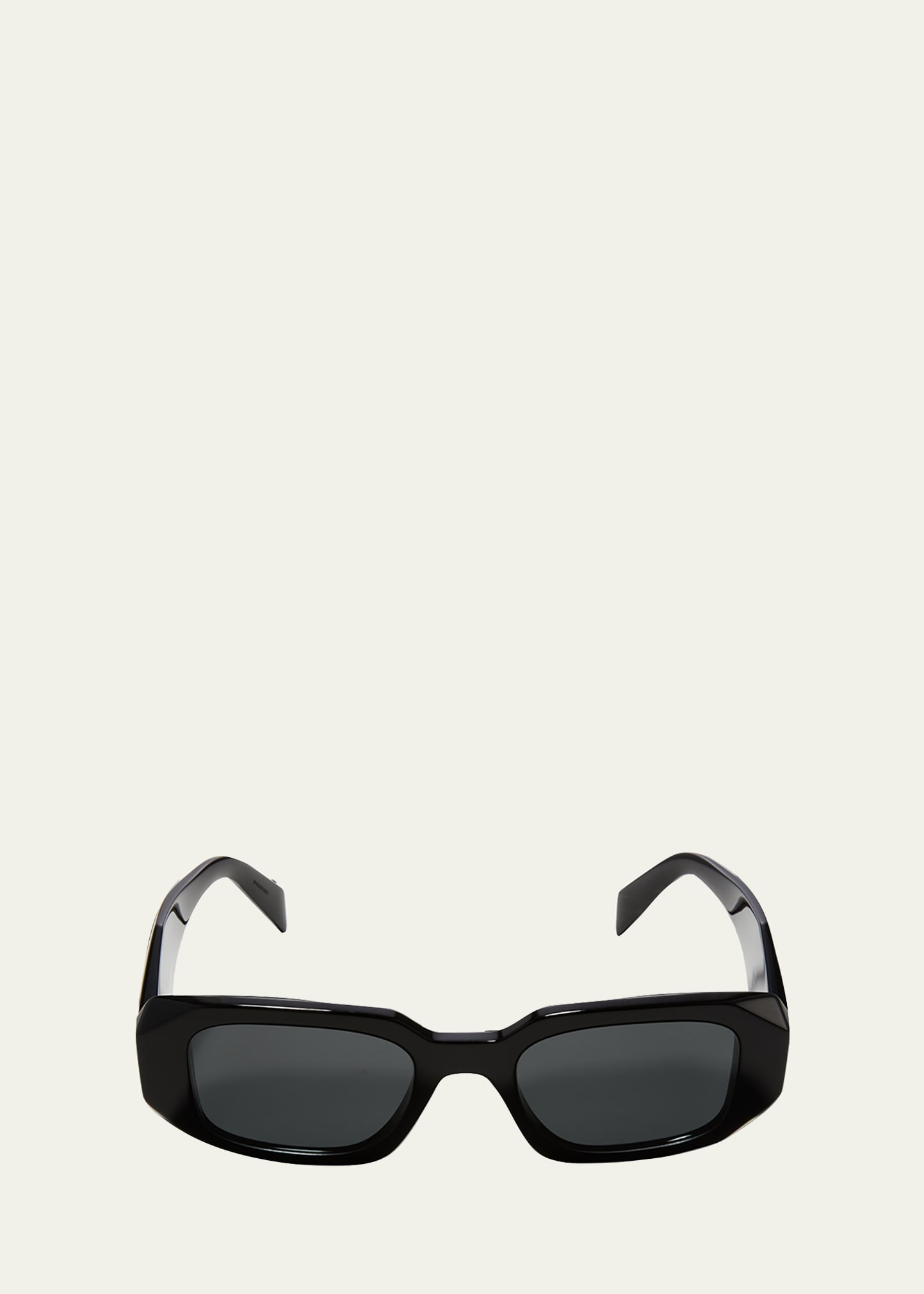 Prada Men's Rectangle Acetate Logo Sunglasses In Black
