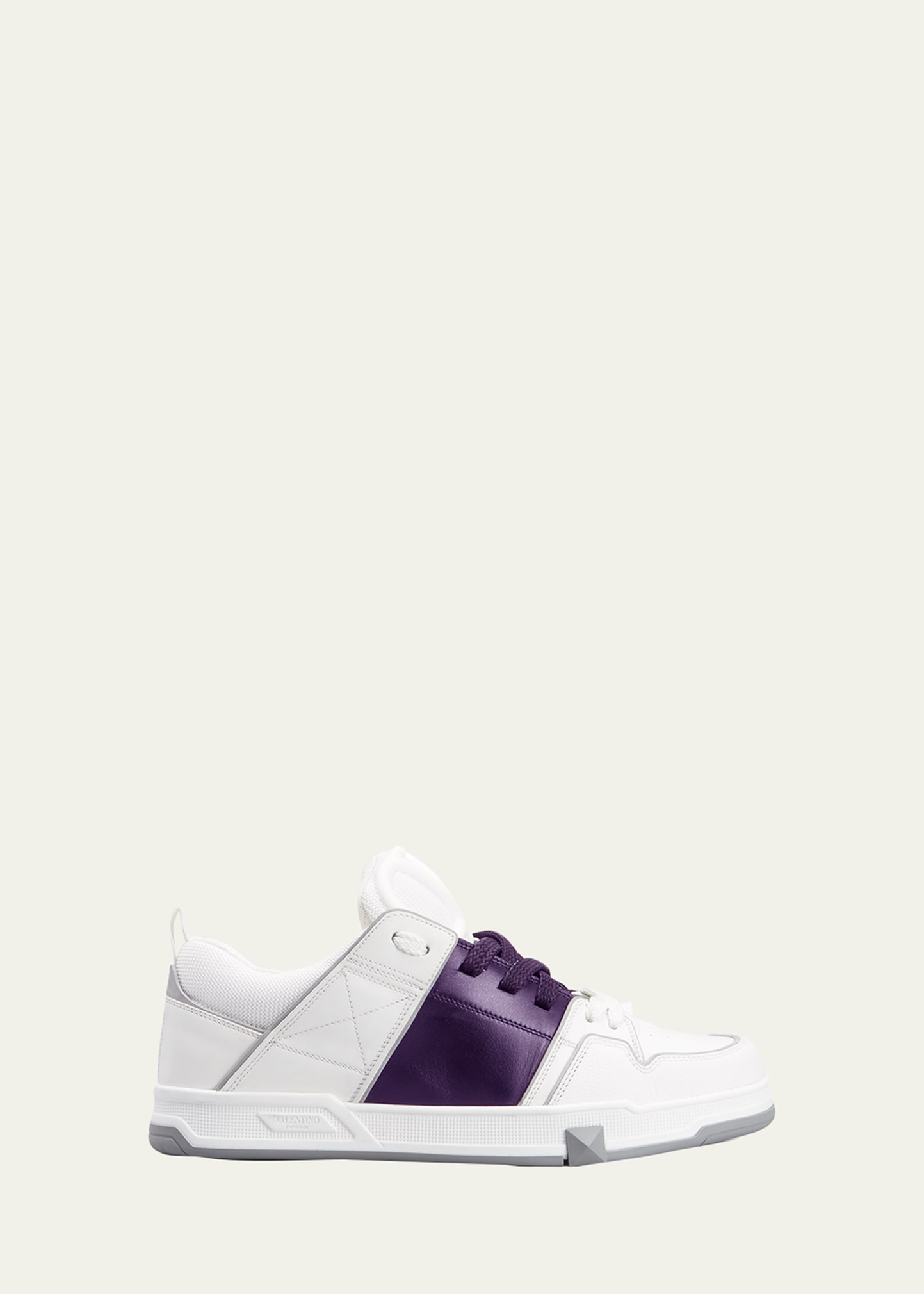 Valentino Garavani Men's Color Block Leather & Mesh Low-top Sneakers In White/purple