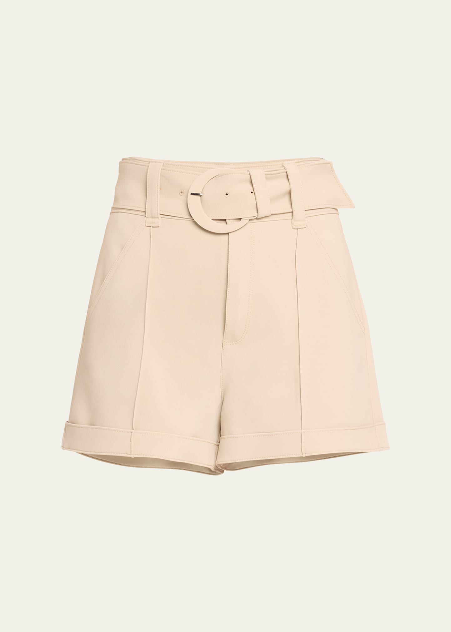 Cinq À Sept Aldi Belted High-rise Stitched Shorts In Neutral