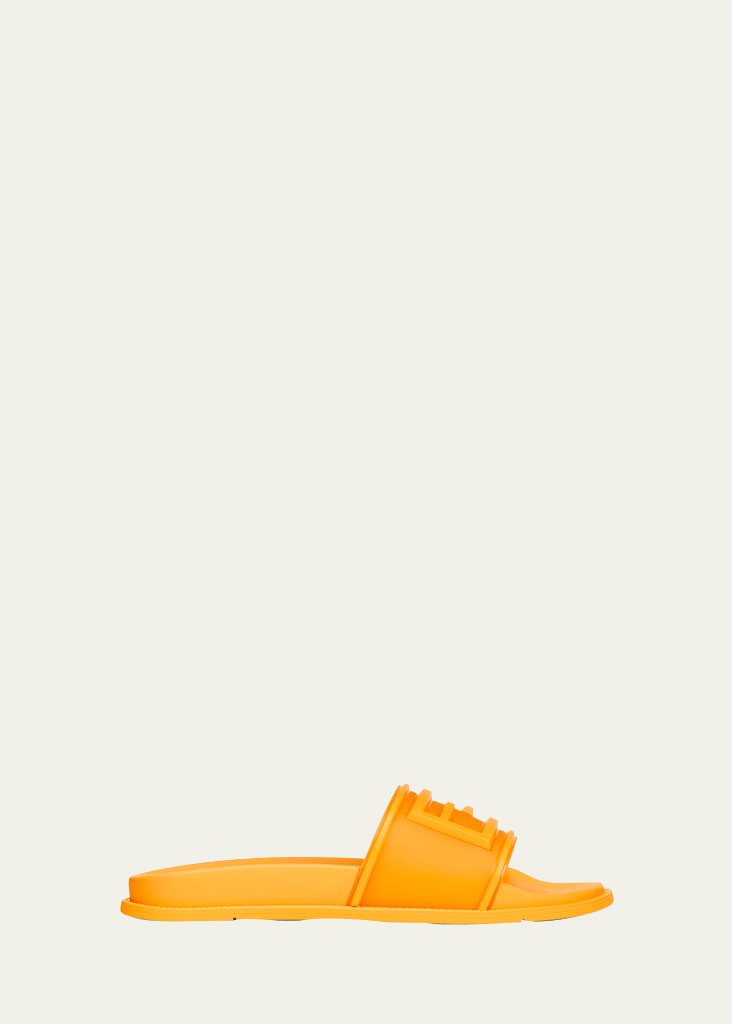 Fendi Logo-embossed Baguette Rubber Slide Sandals In Giallogiallo
