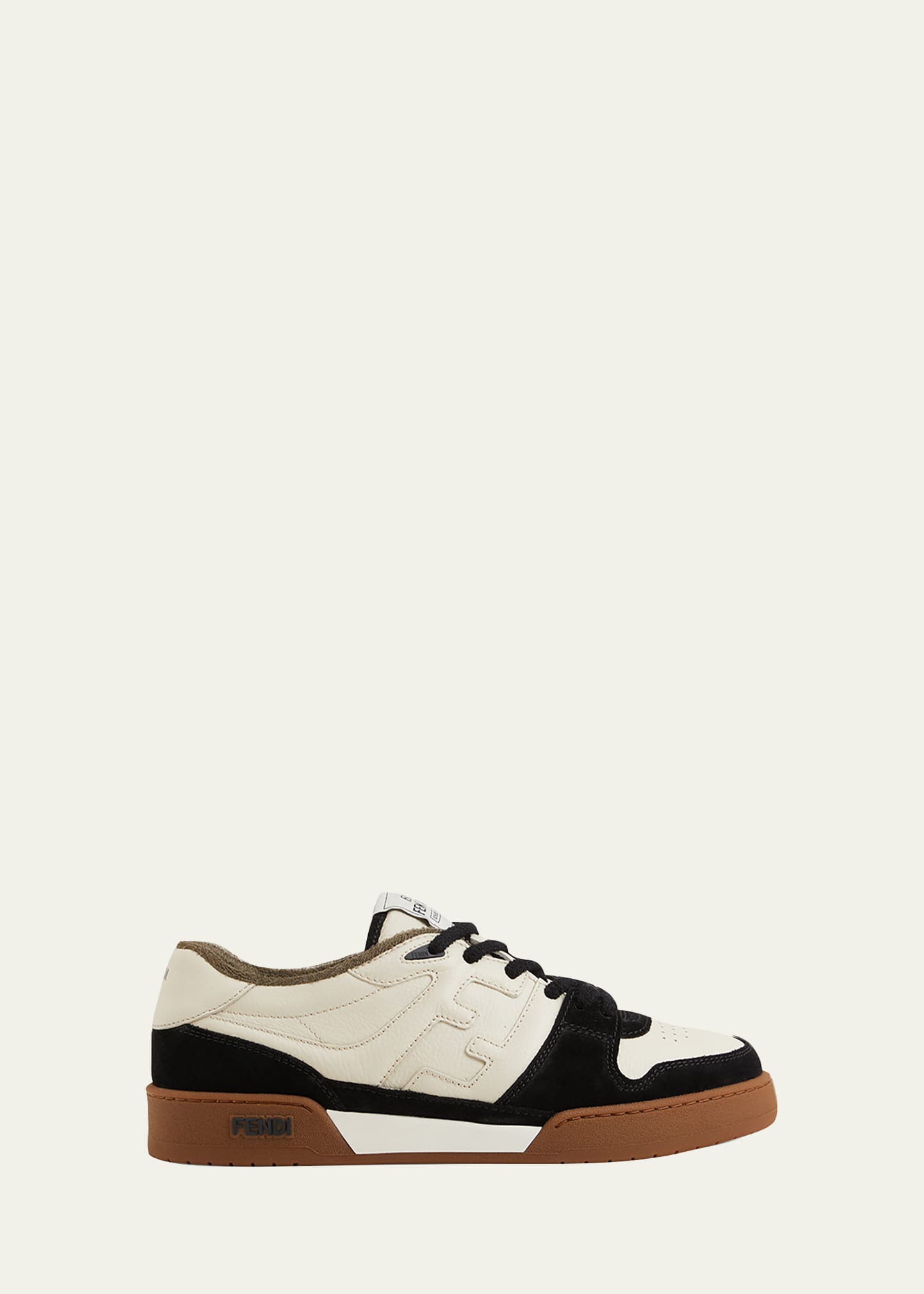 Men's Leather FF-Logo Low-Top Sneakers